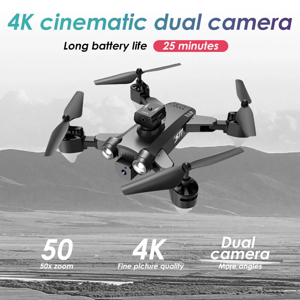 JahyShow 2023 New RC Drone w/8K HD Dual Camera WiFi FPV Foldable Quadcopter +3 Battery