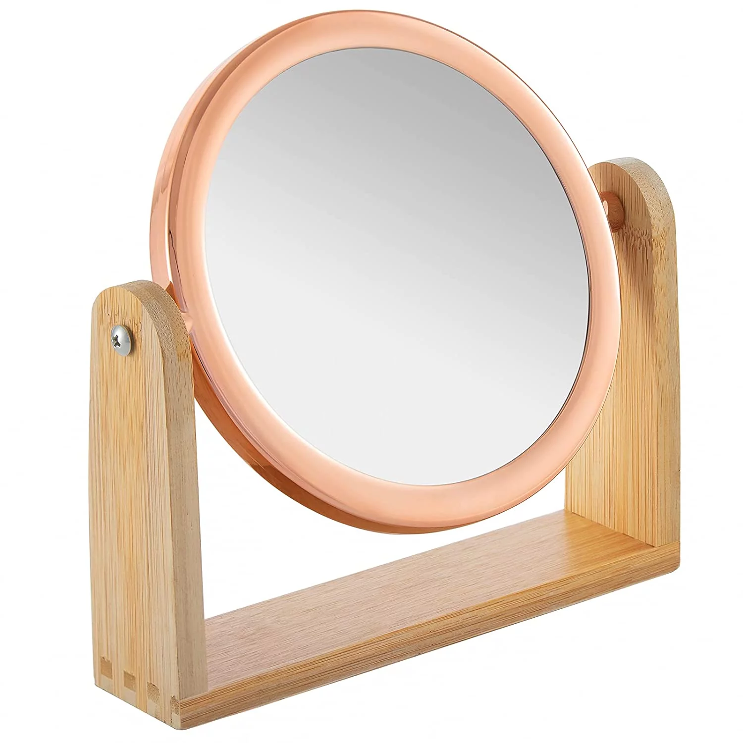 Vanity Makeup Mirror with Natural Bamboo Stand 8 Inch 1X/3X Magnification Double Sided 360 Degree Swivel Magnifying Mirror Portable Table Desk Countertop Mirror Bathroom Shaving Make Up M