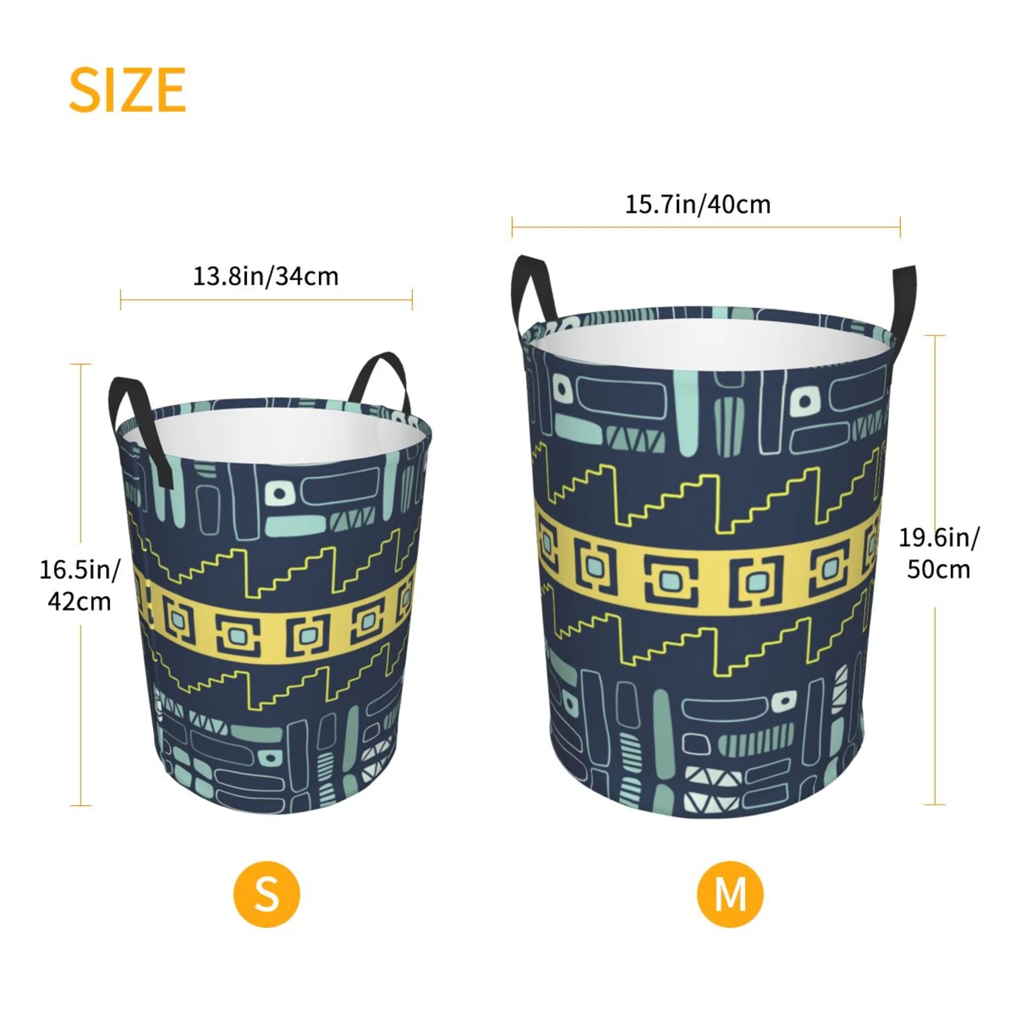 ZICANCN Laundry Basket Organizer, Retro Blue Boho Ethnic Style Collapsible Hamper for Bathroom Bedroom Laundry Room, Small Size