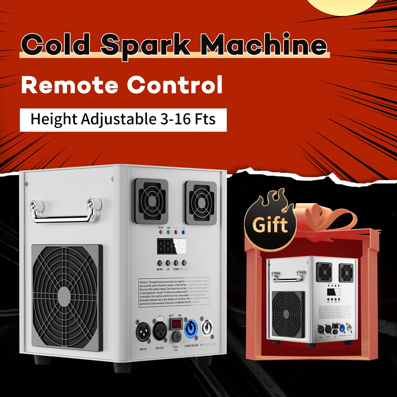 2Pack Cold Spark Machine DMX Firework Machine 3-16ft Adjustable for Wedding Stage Party DJ Disco