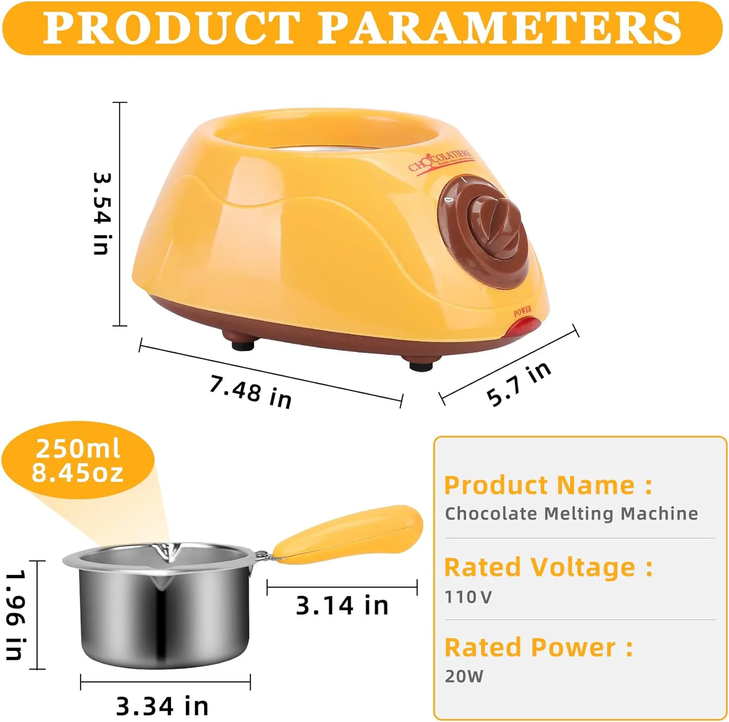 Chocolate Melting Warming Fondue Set - Electric Choco Melt , Melts Chocolate, Candy, Butter, Cheese, Caramel