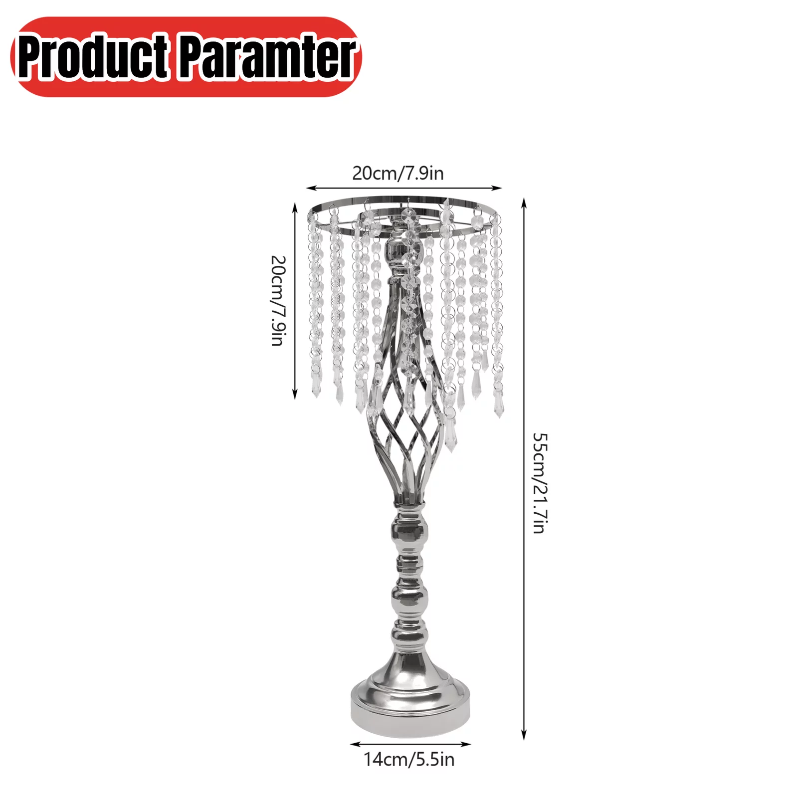 Miumaeov 10PCS Crystal Metal Vase Flower Stand Silver Vases Centerpieces Tall Crystal Flower Vase for Weddings Decoration