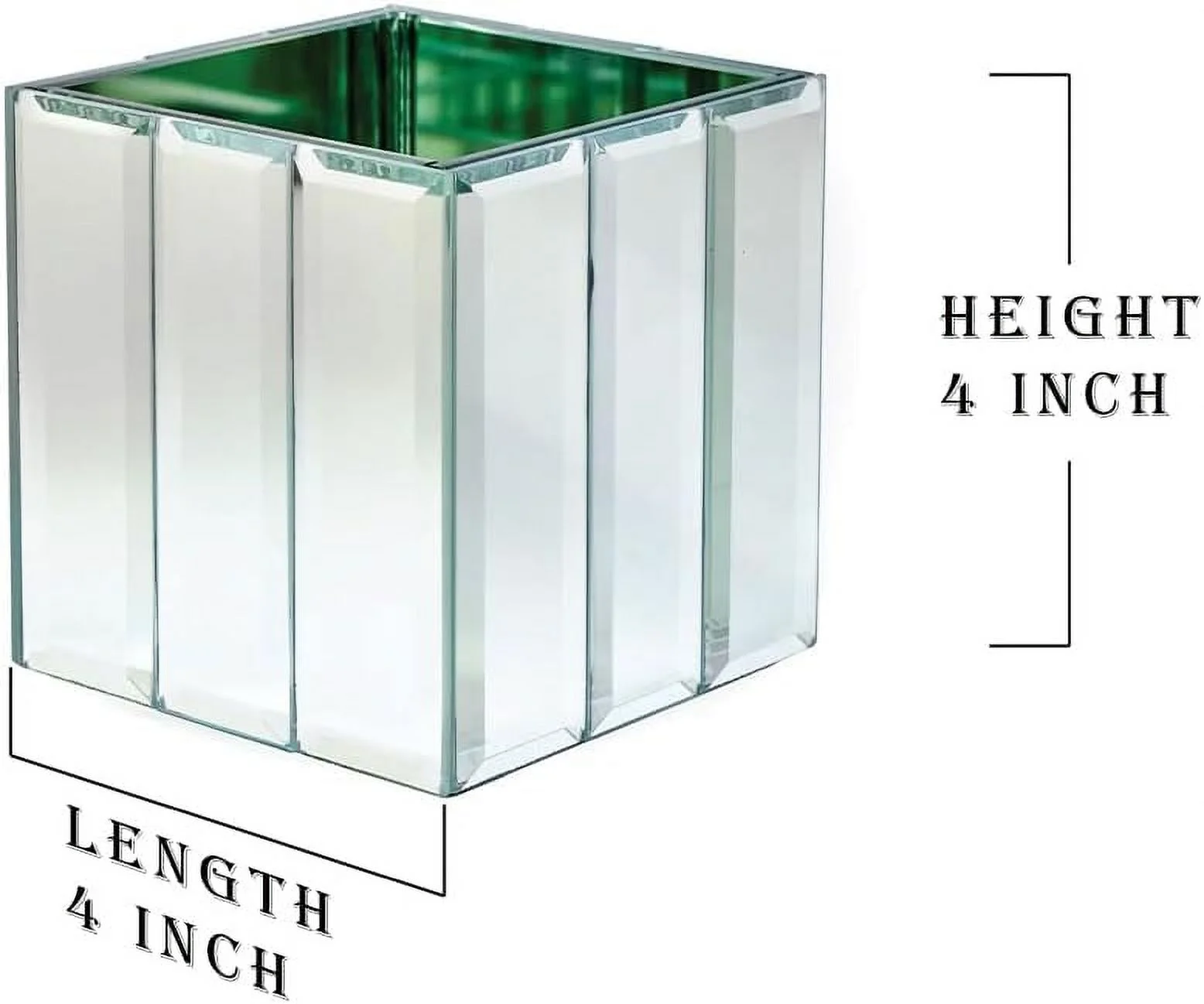 Small Gatsby Mirror Cube Vase – Art Deco Inspired Glass Vase With Mirror Finish, Measures 4” Cube