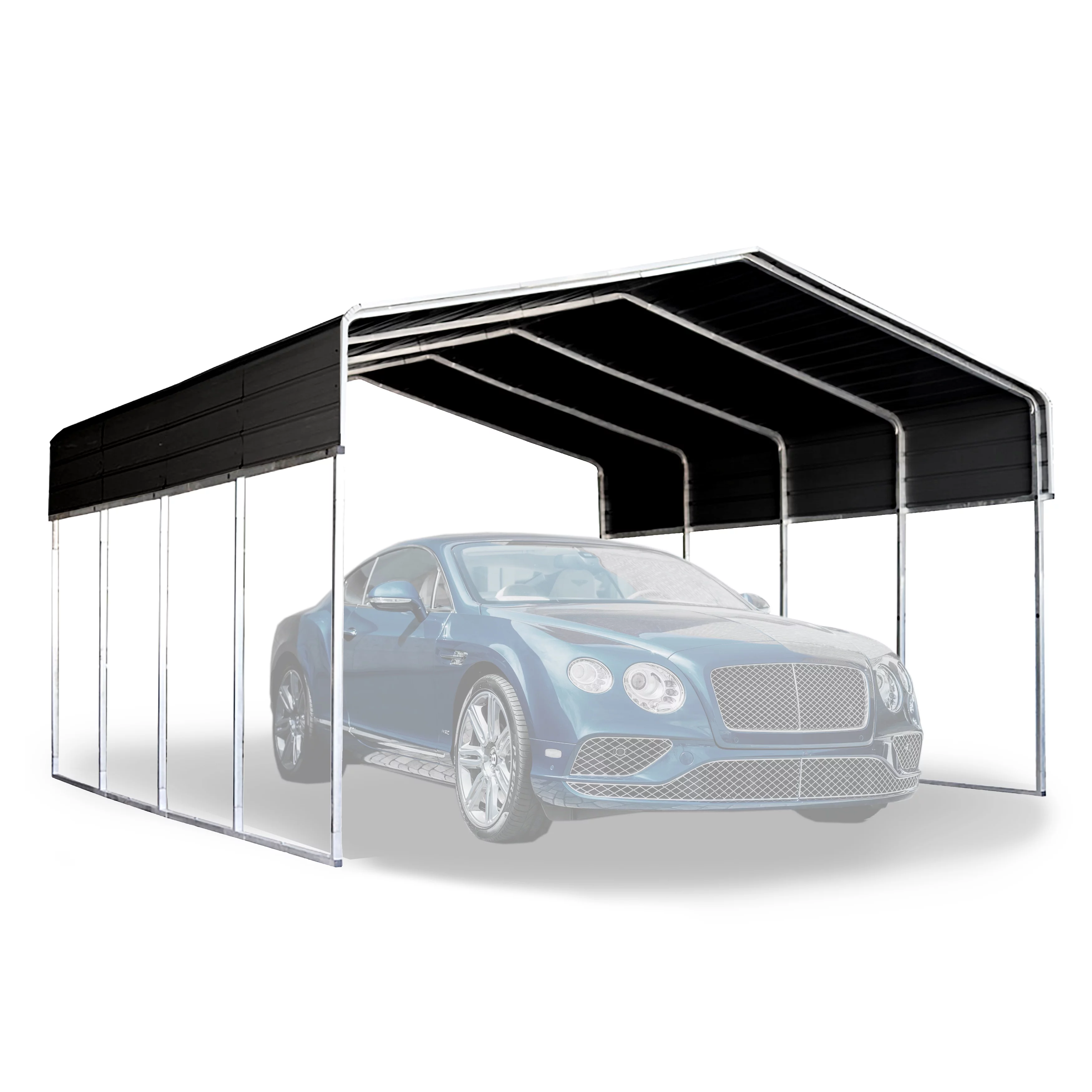 ALEKO CPM12X20BK Galvanized Steel Carport and Canopy Shelter - 12 x 20 Feet - Black