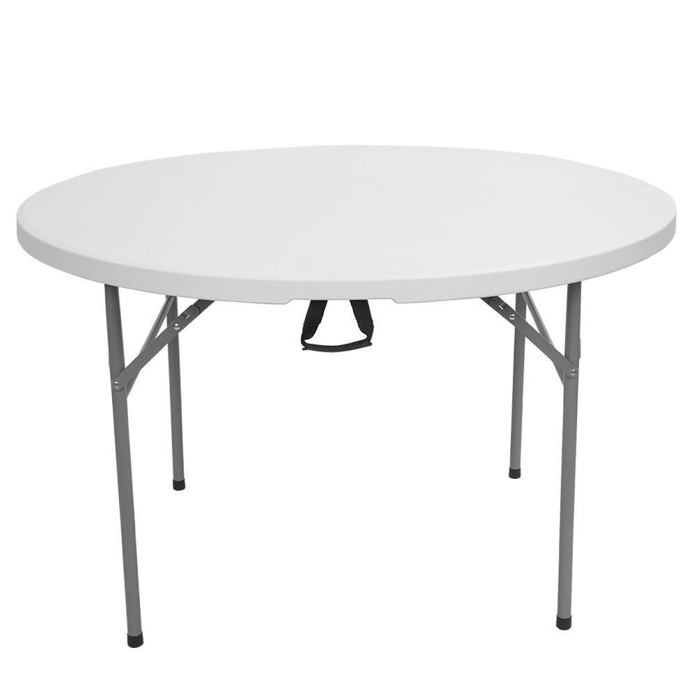 Round Plastic Table 48-Inch White Fold-In-Half Top Fold Diner Table New