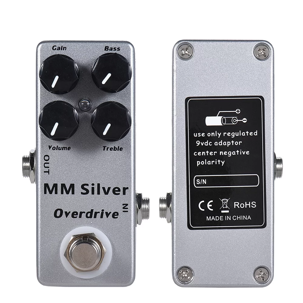 MOSKYAudio MM Silver Electric Guitar Overdrive Effect Pedal Full Metal Shell True Bypass