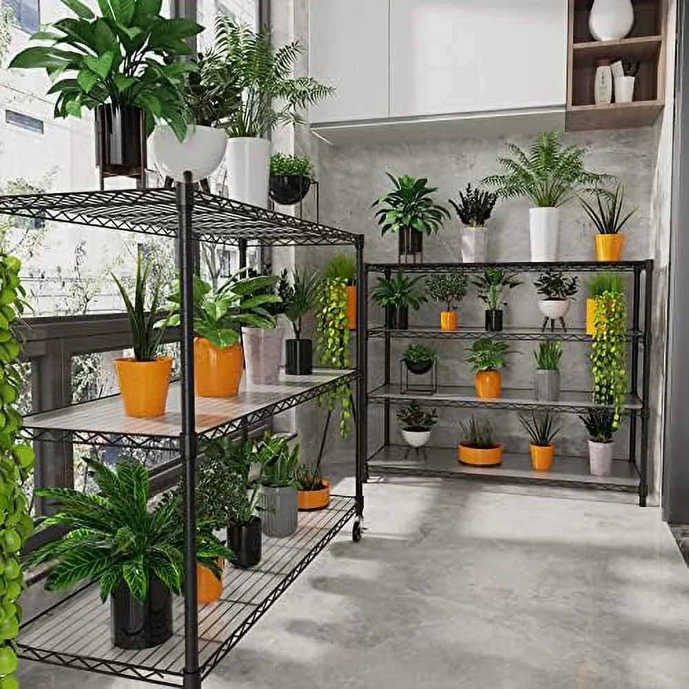 GEROBOOM Heavy-Duty Wire Shelving Unit - 7-Tier  2450lbs Capacity  NSF Certified  Adjustable Metal  Rack with Wheels & Liners  82"H x 48"L x 18"D - Ideal for Kitchen  Gara