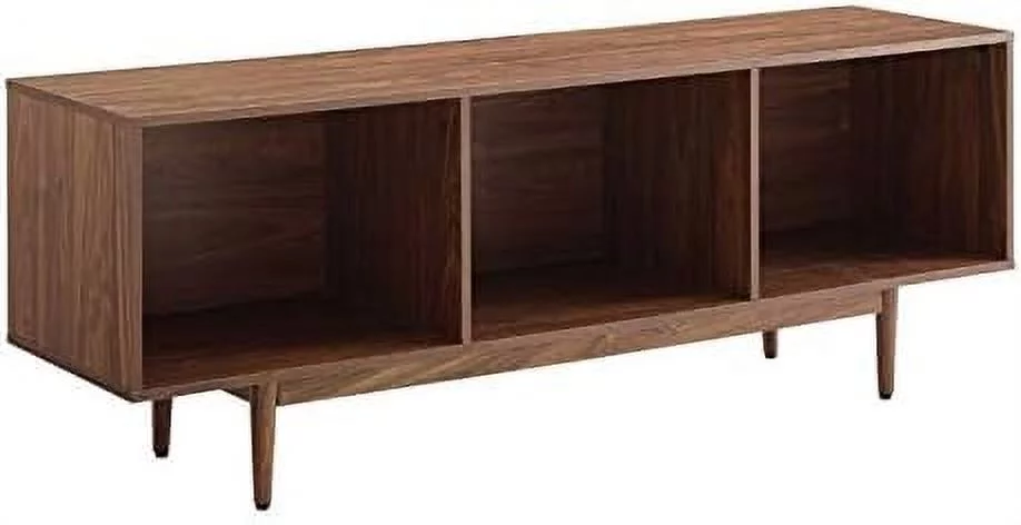 Liam Mid-Century Record Storage Console Cabinet, Large, Walnut