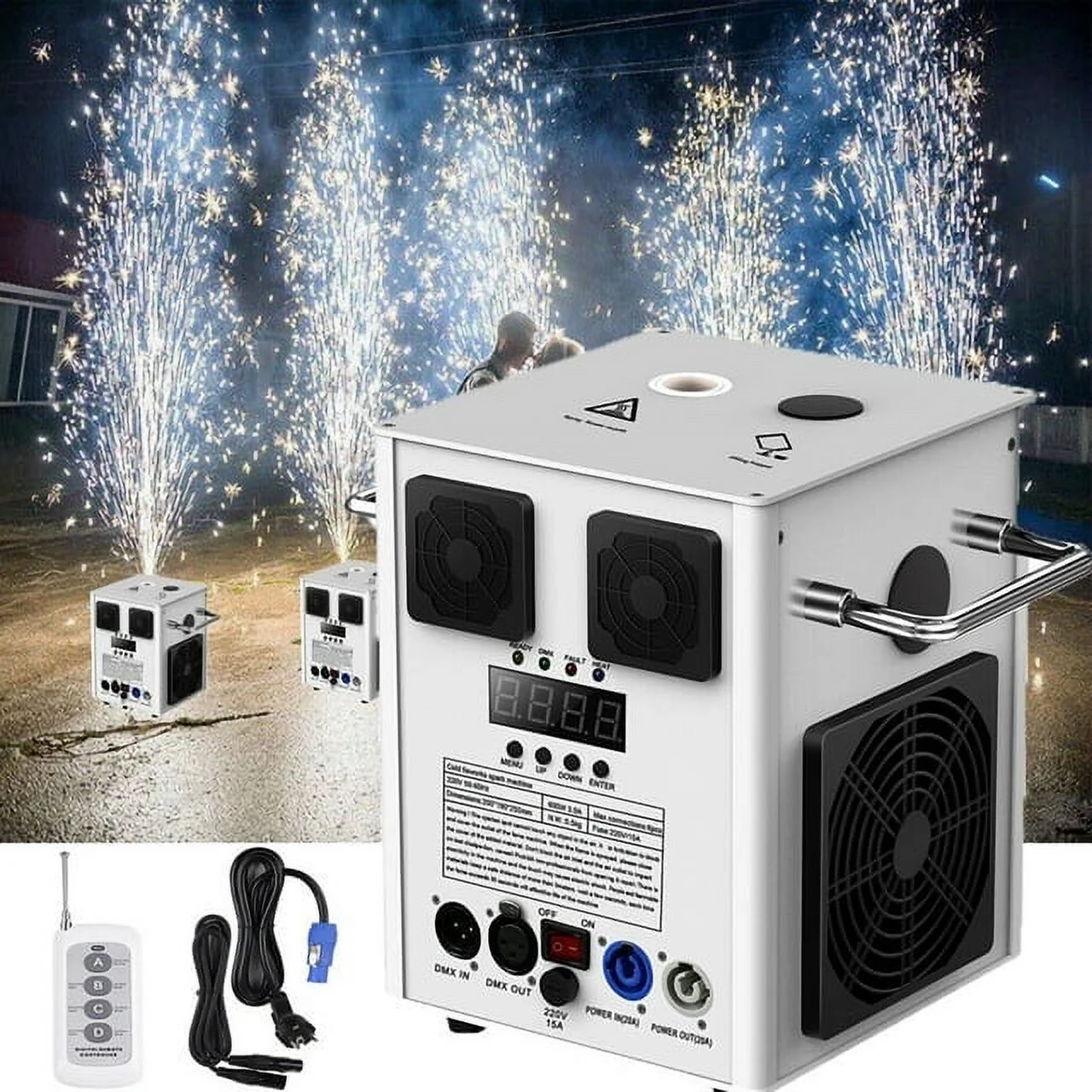 2Pack Cold Spark Machine DMX Firework Machine 3-16ft Adjustable for Wedding Stage Party DJ Disco