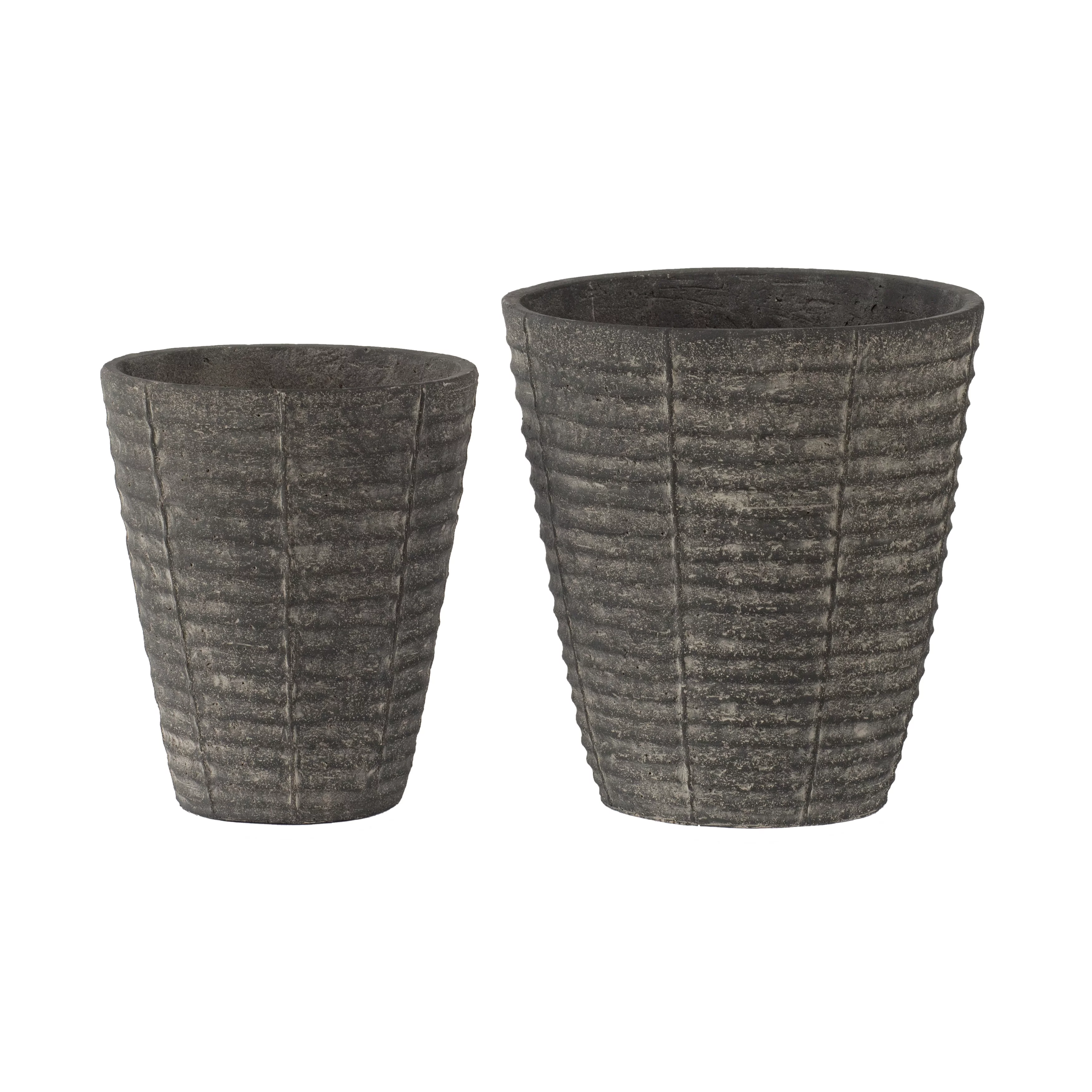 A&B Home  Dark Gray Horizontal Striped Pattern Outdoor Planters (Set of 2)