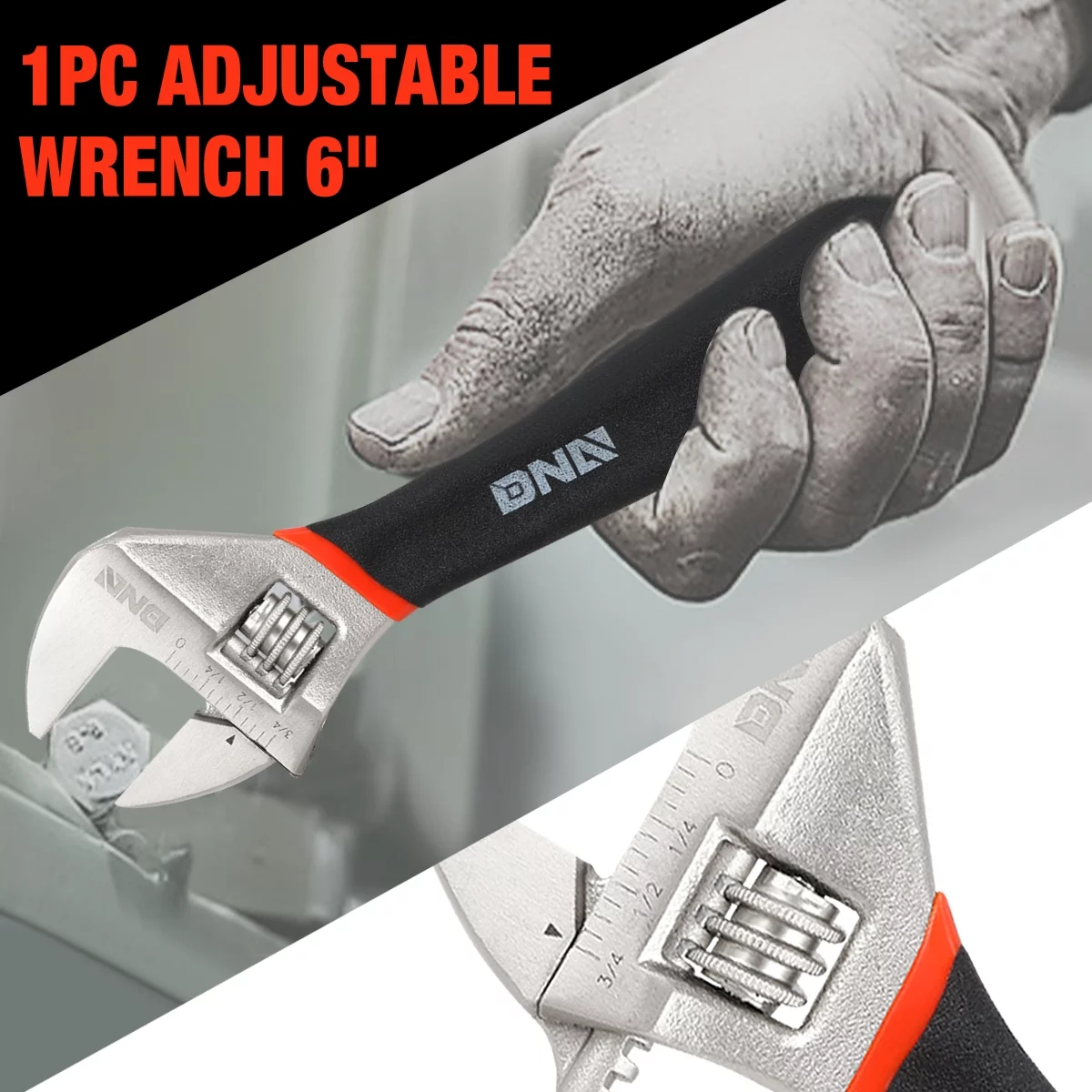 DNA Motoring TOOLS-00033 DNA MOTORING Orange Durable 5Pc Multi-Use Forged Hardened Steel Lock Jaw Needle Nose Plier Adjustable Wrench