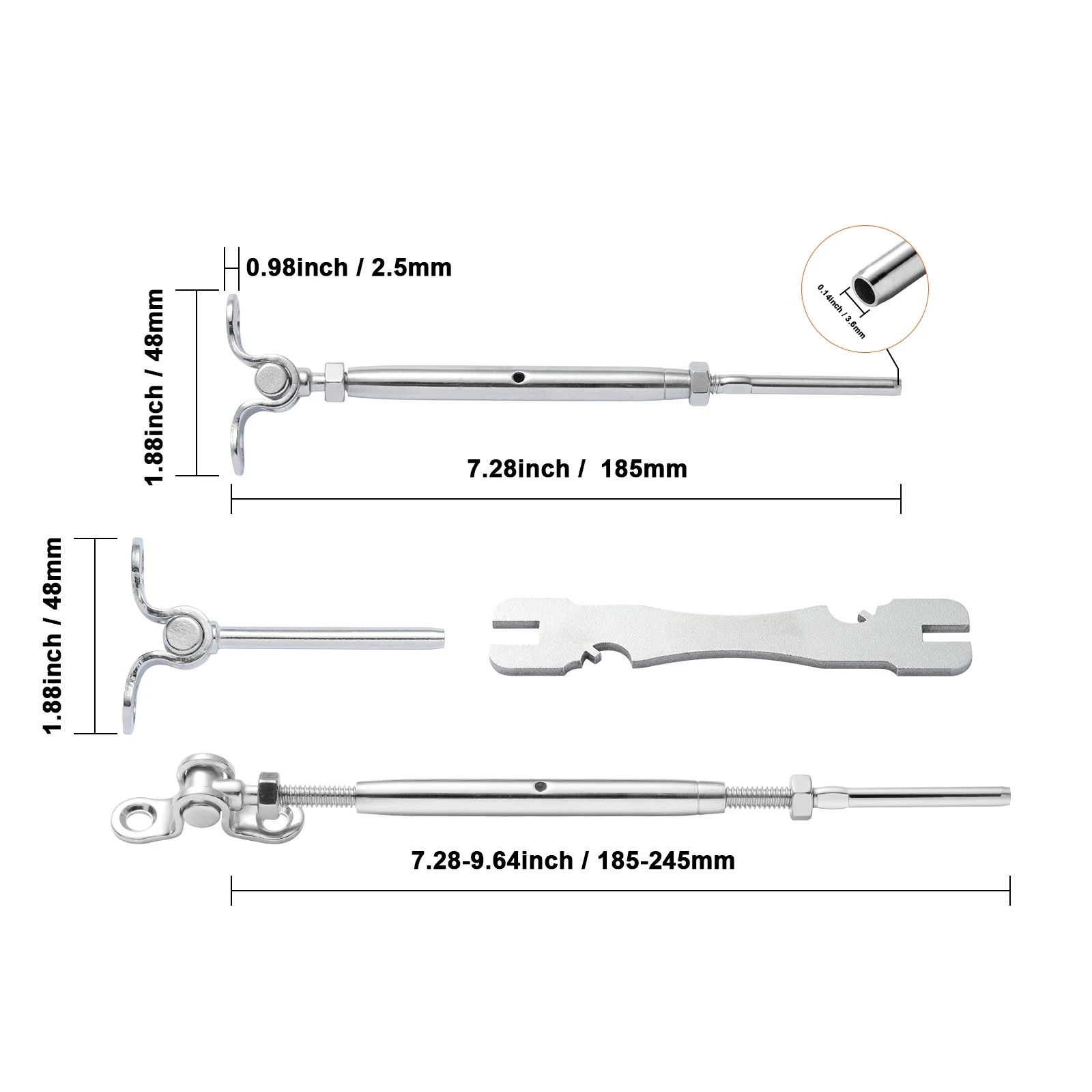 SKYSHALO 20 Pack T316 Stainless Steel Adjustable Angle 1/8
