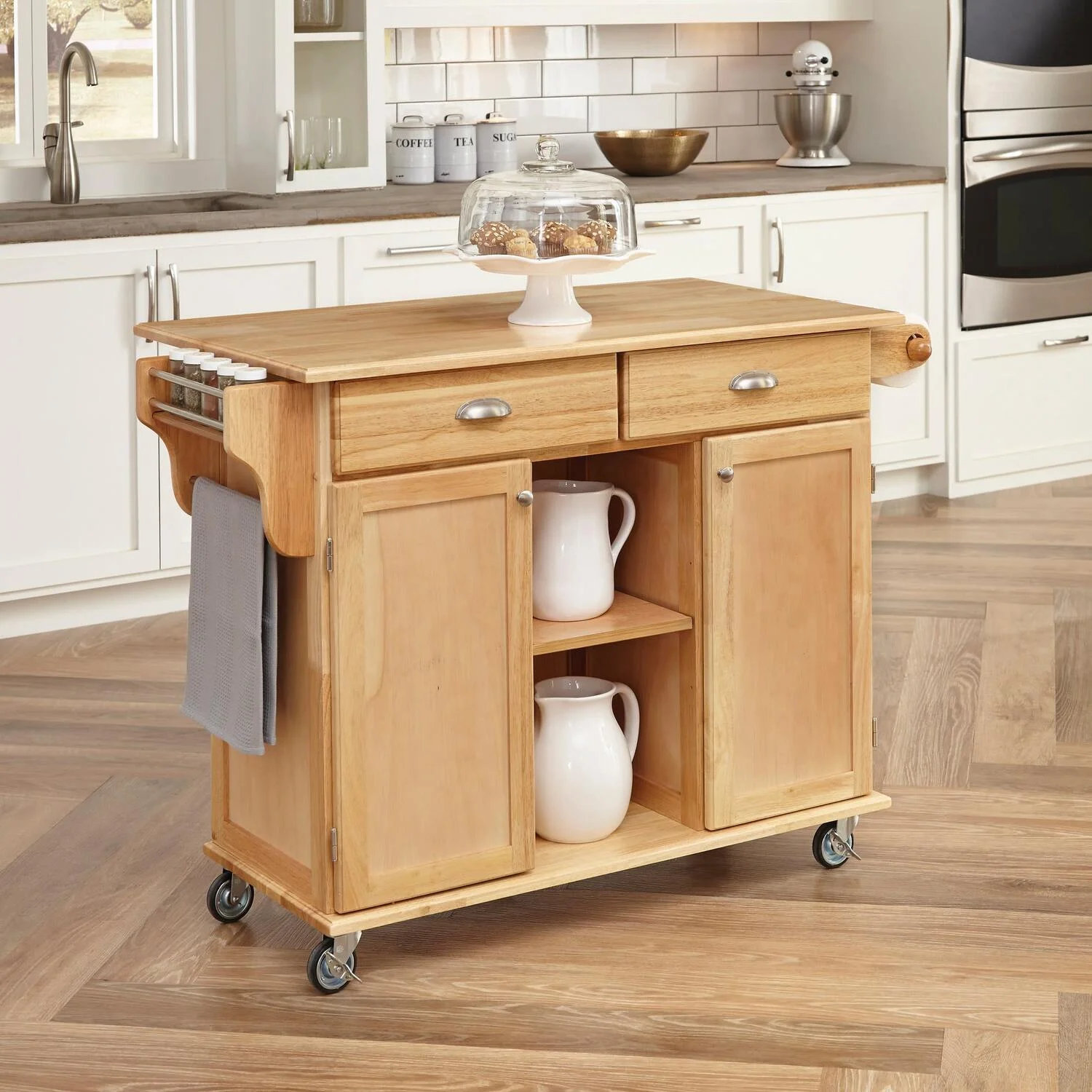 Homestyles General Line Wood Rolling Kitchen Cart in Brown