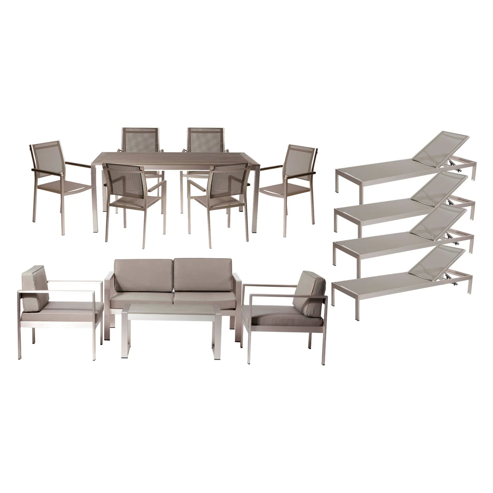 Pangea Home Karen Aluminum 15 Piece Patio Dining and Conversation Set