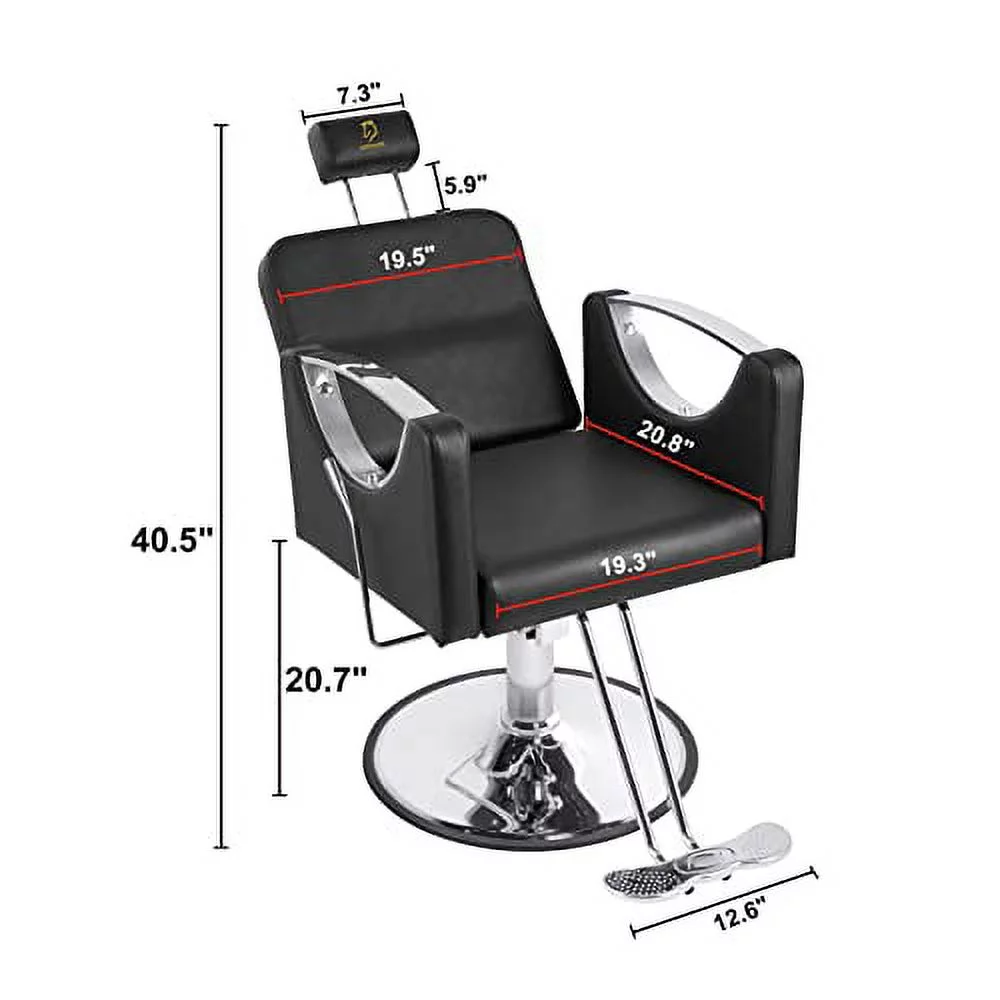 LUXMARS Barber Chair Salon Chair Stylist Chair Rolling Swivel Barber Chairs Recline Salon Beauty Spa Chair 360 Degrees Rolling Swivel Barber Chairs for Barbershop Hair Salon Spa Equipment - Black