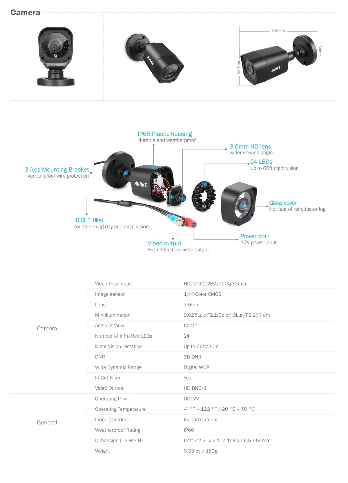 ANNKE 8CH 1080N  Security System Video DVR 4Pcs Night Vision Weatherproof 2MP Bullet Cameras(Hard Drive Capacity is optional:0-NO HDD,1-1TB HDD)