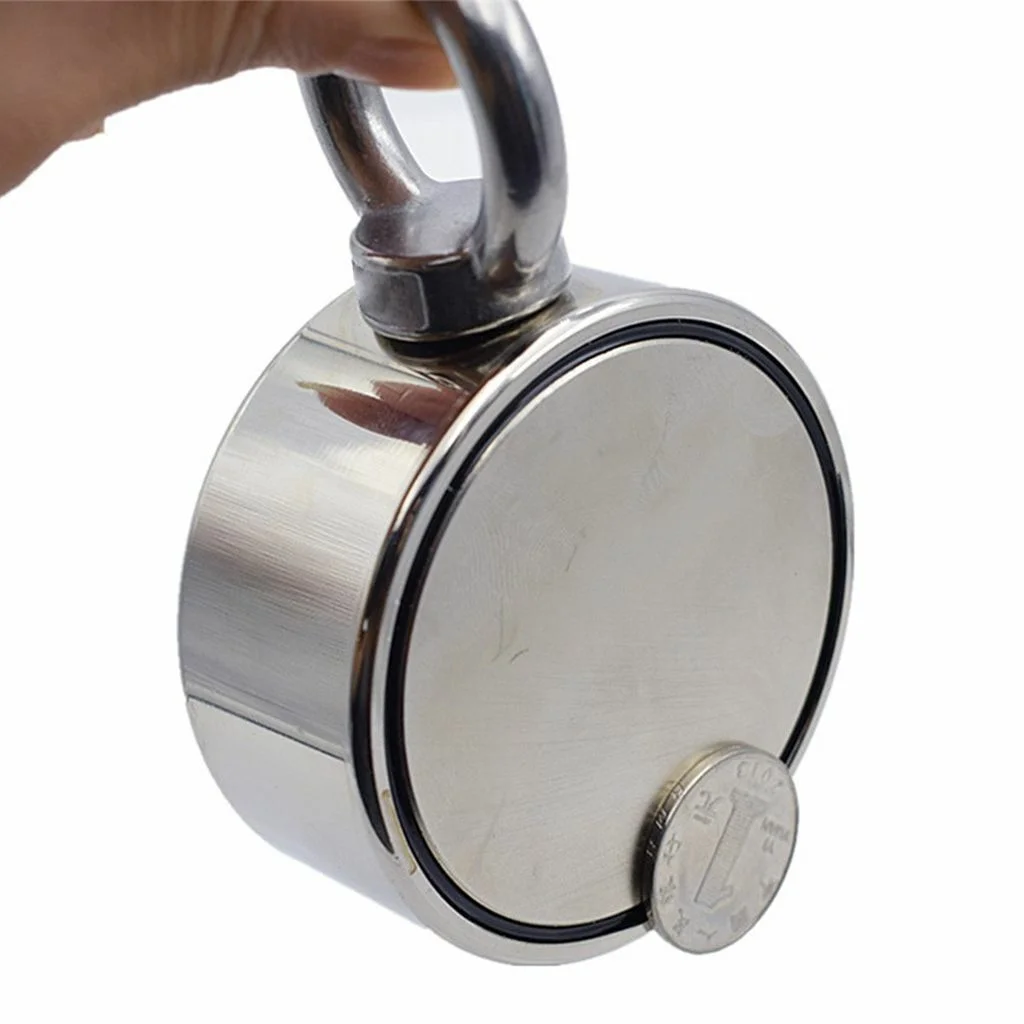 1100LBS Double Sided Fishing Magnet, Super Powerful Neodymium Magnet N52 Round