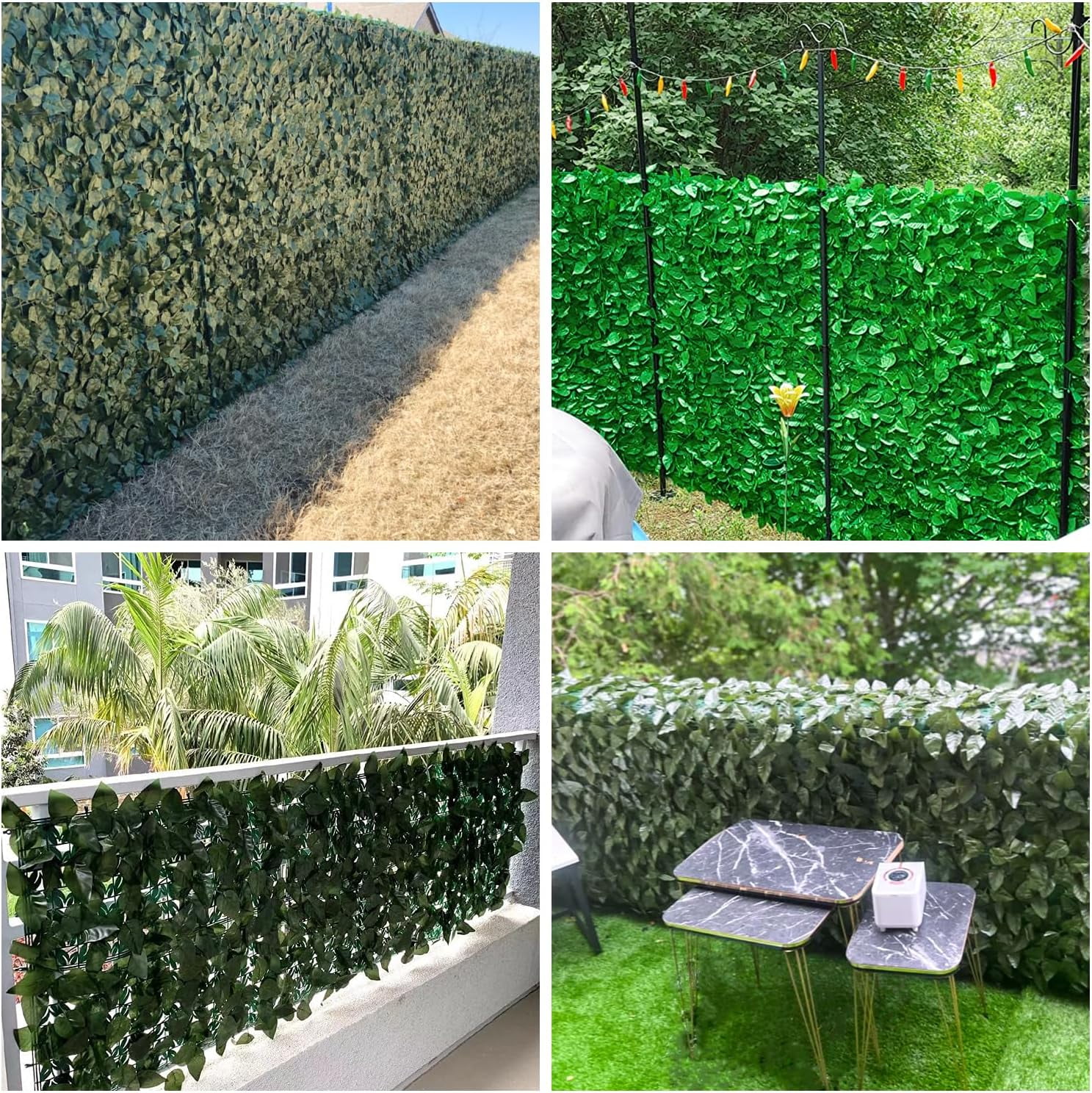 Sunrise 4' X 8' Faux Leaf Privacy Fence Screen With Mesh Back Artificial Leaves Hedge Fence Covering Wall Decoration Panels For Garden Backyard Porch Indoor Outdoor (8 PCS)