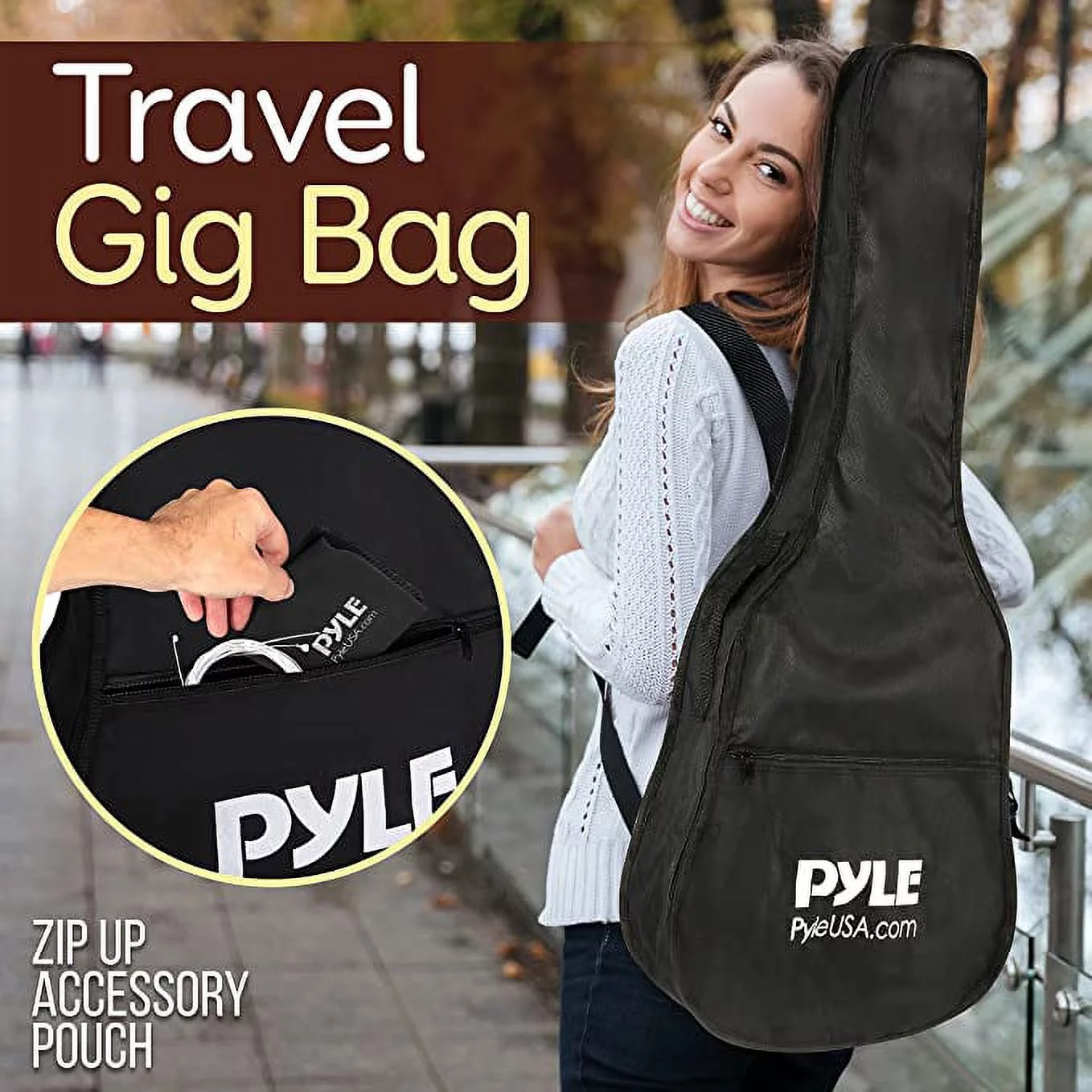 Pyle Acoustic Electric Cutaway Guitar 3/4 Scale 36” Steel String Spruce Wood W/ Gig Bag, 4-Band EQ