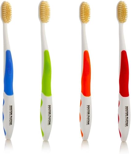 Soft Bristle Flossing Toothbrush Manual Soft Toothbrush for Adults, Ultra Clean Toothbrush, Good for Sensitive Teeth and Gums, Variety 4 Pack, Colors May Vary
