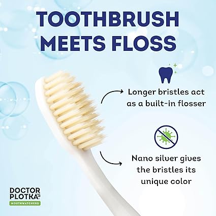Soft Bristle Flossing Toothbrush Manual Soft Toothbrush for Adults, Ultra Clean Toothbrush, Good for Sensitive Teeth and Gums, Variety 4 Pack, Colors May Vary
