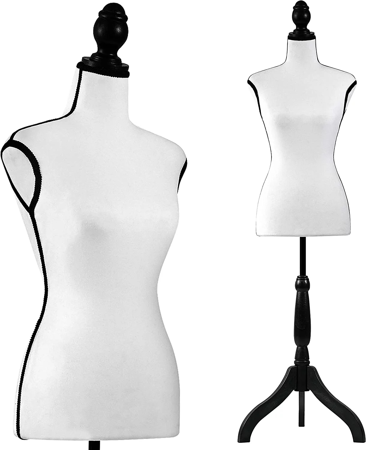 Female Dress Form Mannequin Torso Display Mannequin Body with Adjustable Tripod Stand for Clothing Dress Jewelry Display (White)