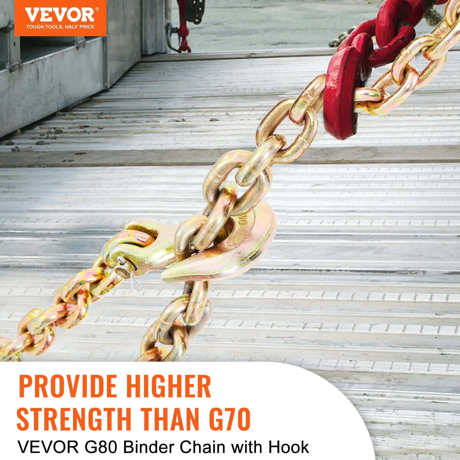 SKYSHALO Binder Chain G80 Tow Chain with Hooks 7100lbs Load 3/8'' x 20' 2 Pack