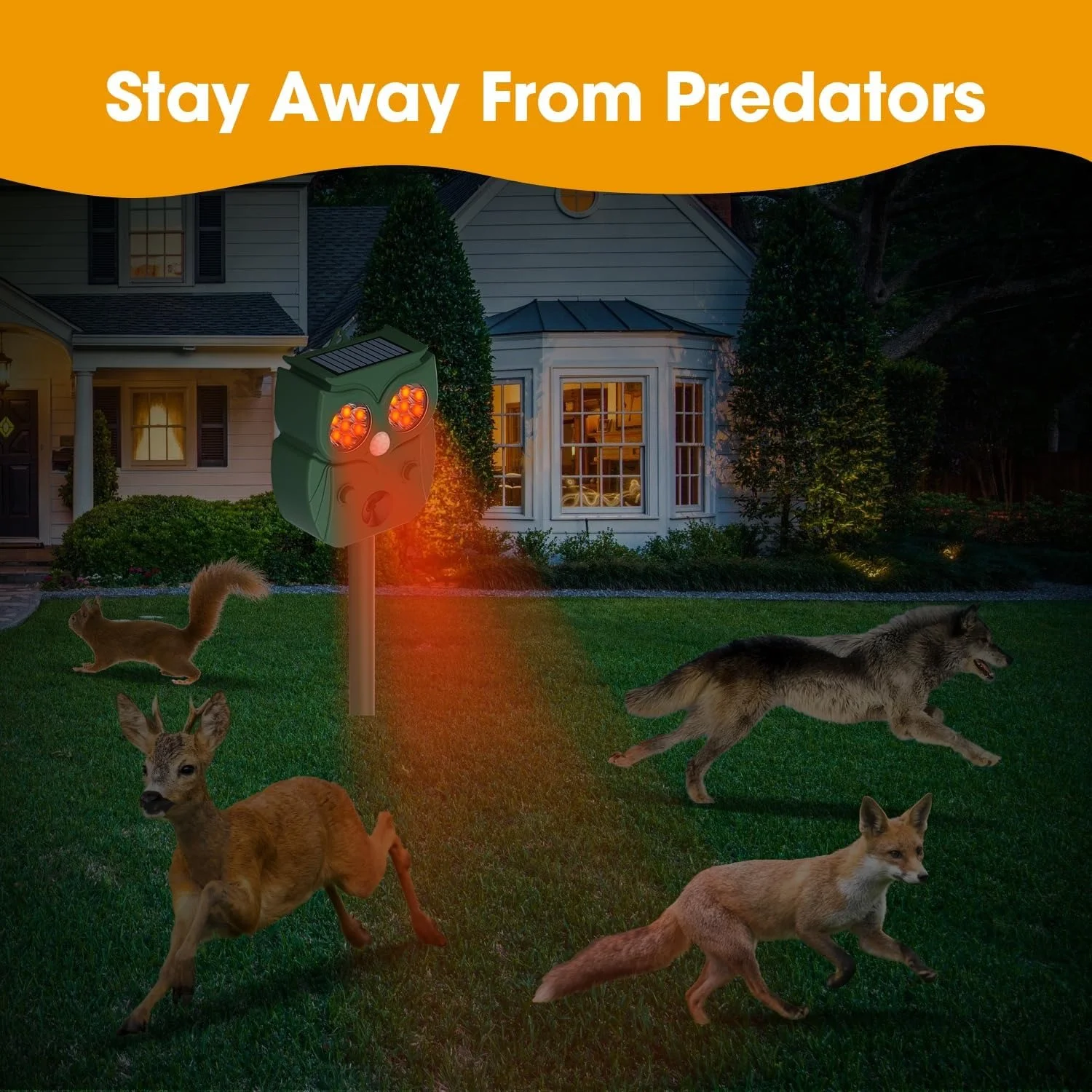 Ultrasonic Animal Repeller Solar Powered Racoon Skunk Bird Cat Deer Pest Repellent Animal Deterrent with Motion Activated Yard Keep Animals Out of Garden