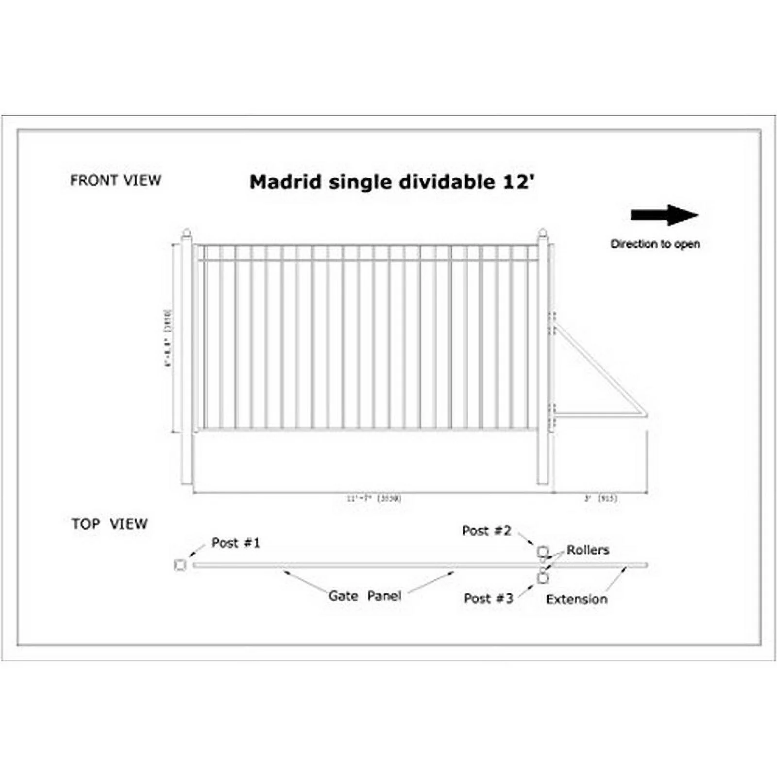 ALEKO Steel Single Swing Driveway Gate - MADRID Style - 12 x 6 ft