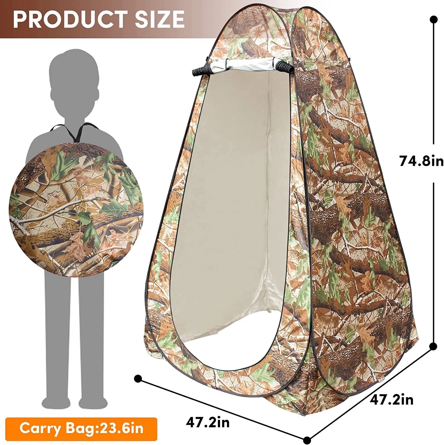 ZJK Portable Pop up Privacy Shower Tent Spacious Changing Room for Camping Hiking Beach Toilet Shower Bathroom