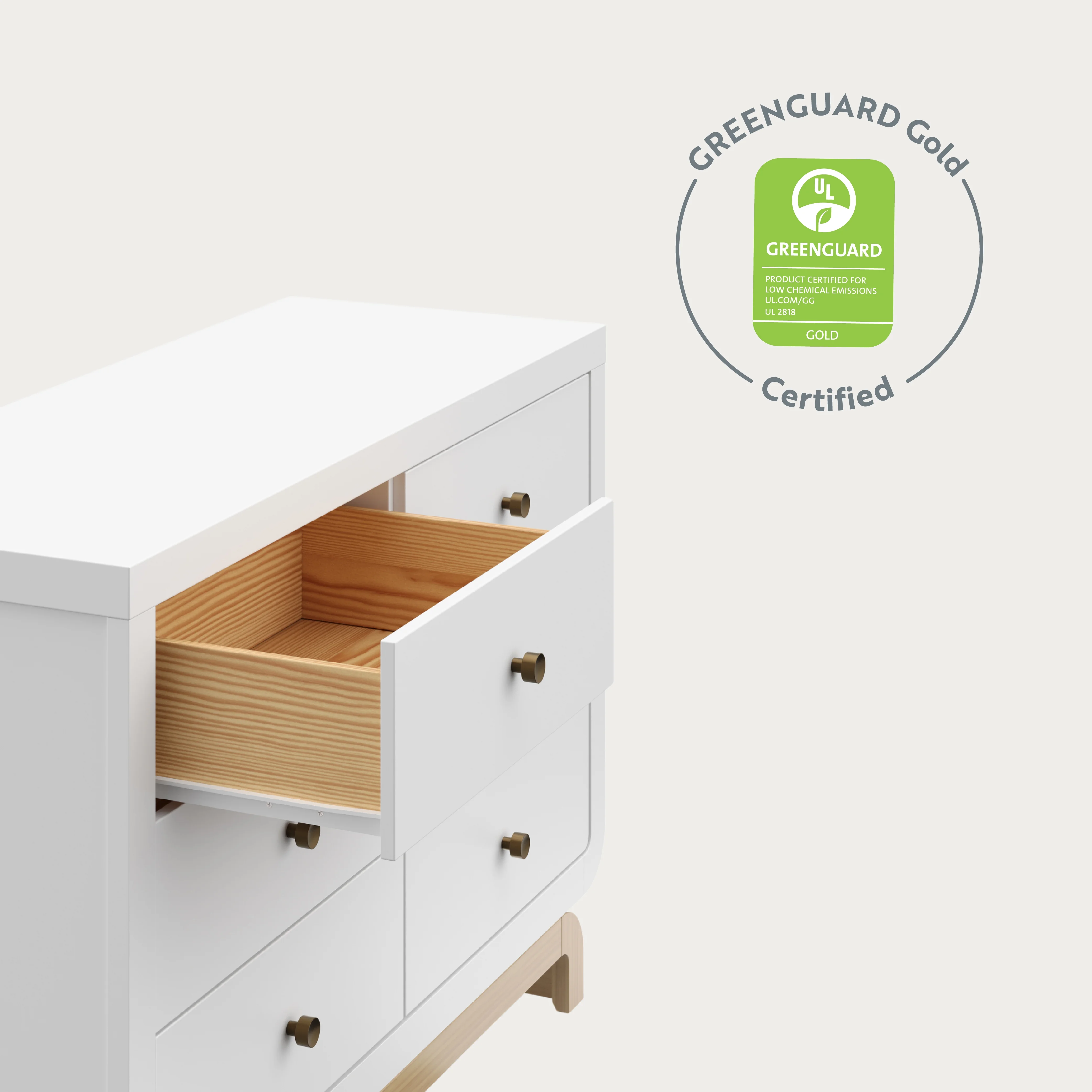 Storkcraft Santorini 6 Drawer Dresser, White with Driftwood