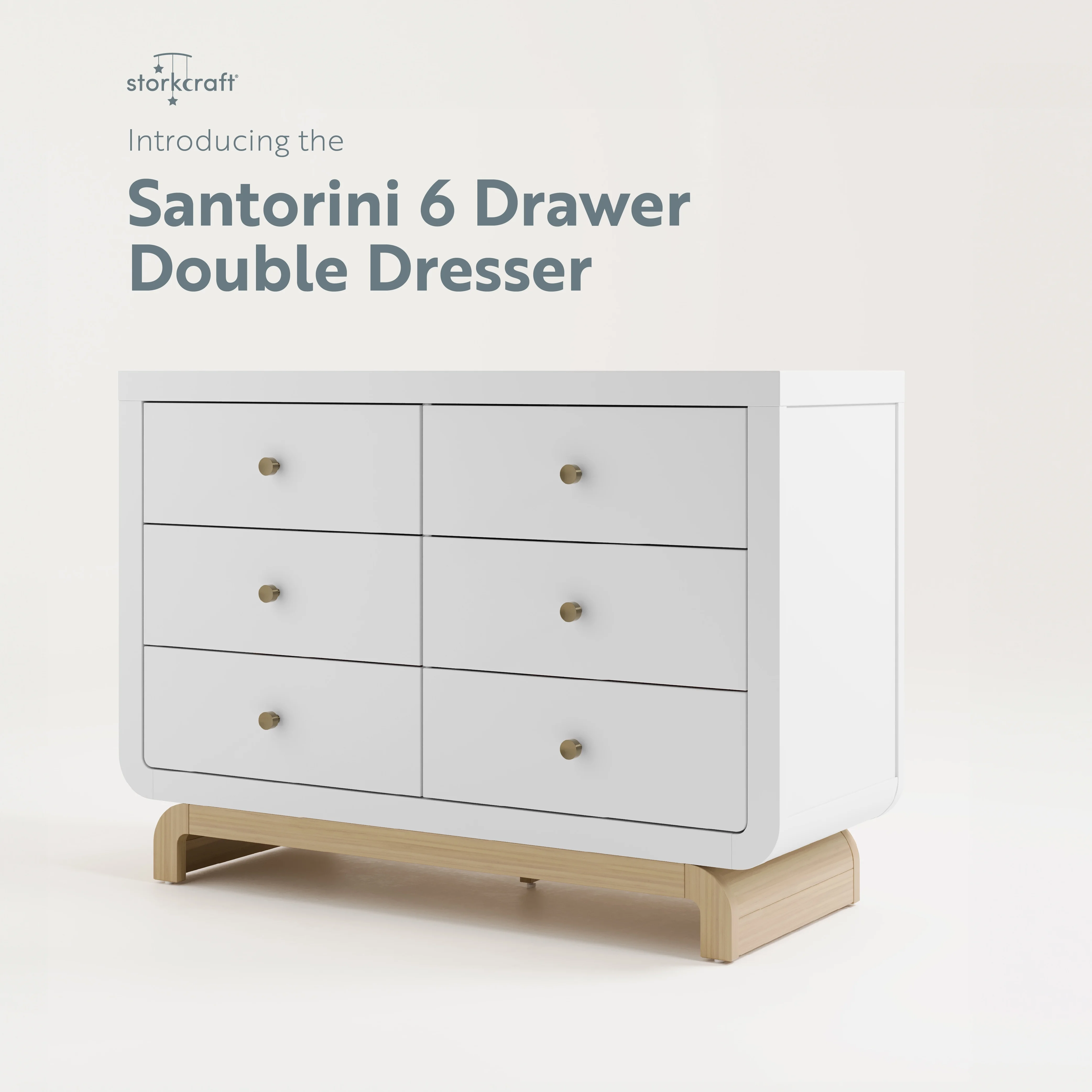 Storkcraft Santorini 6 Drawer Dresser, White with Driftwood