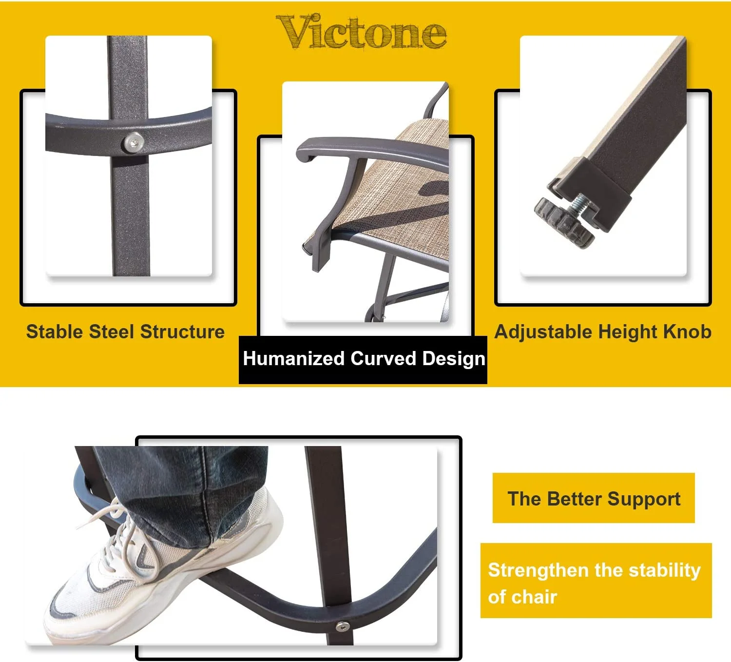 Patio Bar Stools Set of 2 All-Weather Outdoor Patio Furniture Set Counter Height Tall Patio Swivel Chairs for Bistro, Lawn, Garden, Backyard