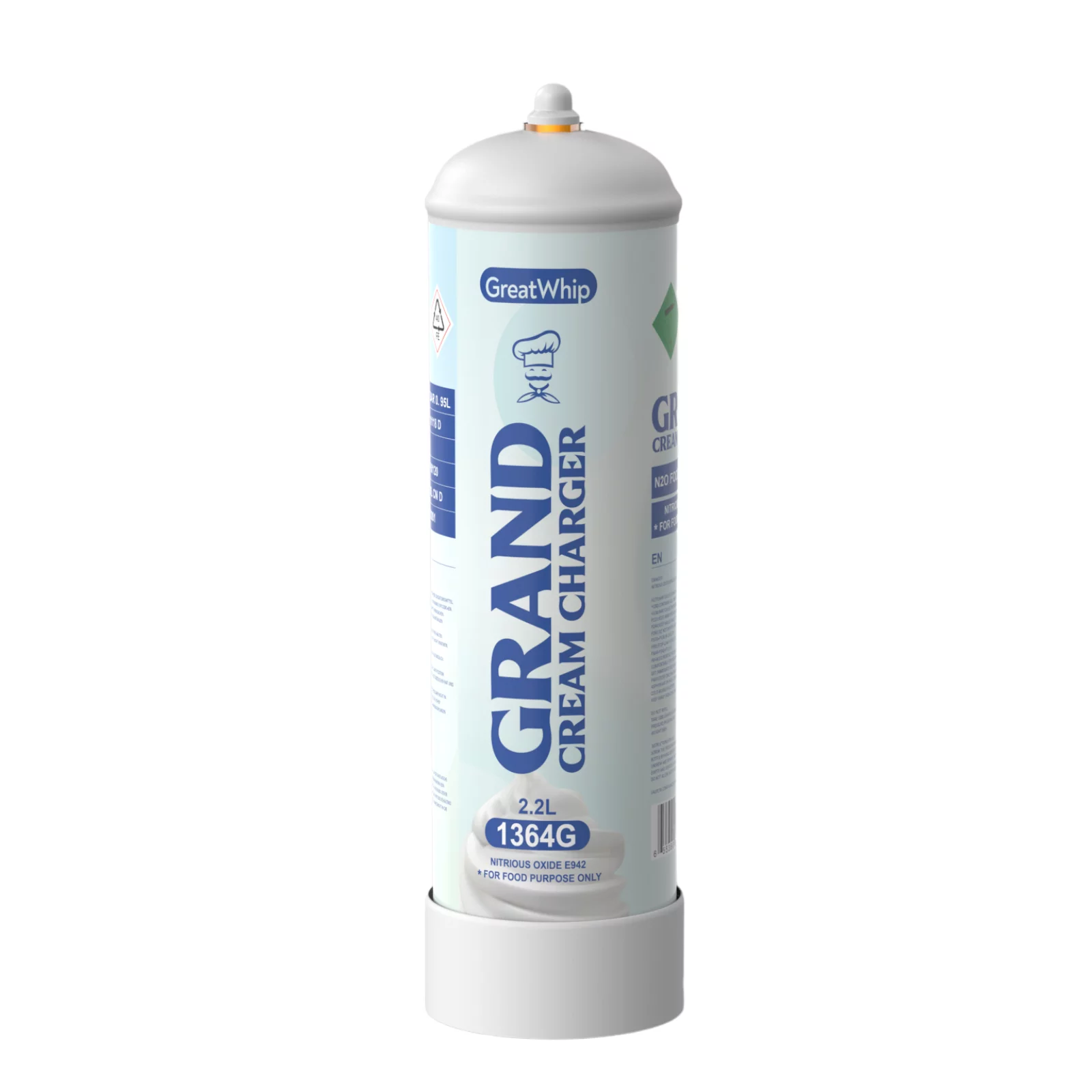 GreatWhip Whipped Cream Charger 2.2L Whip Cream Charger Cylinders 2.2L Tank (1 Cylinder)