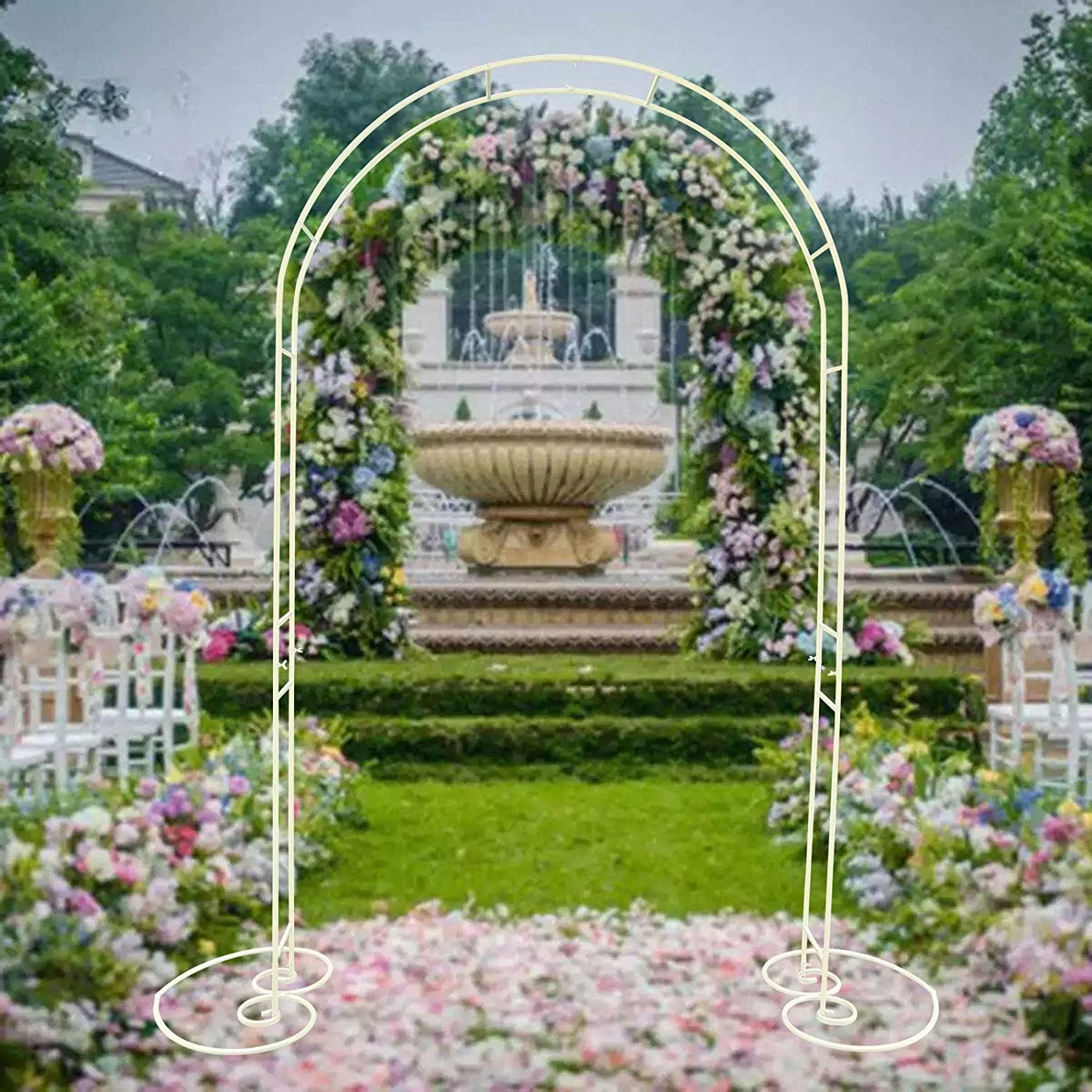 7.5ft Garden Arbor Arch Stand, Metal Wedding Arch for Ceremony Party, Garden Arch Trellis, Arch Backdrop Stand for Garden Wedding Party Decoration