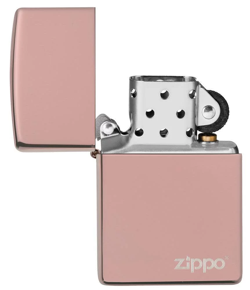Zippo High Polish Rose Gold Zippo Logo Pocket Lighter
