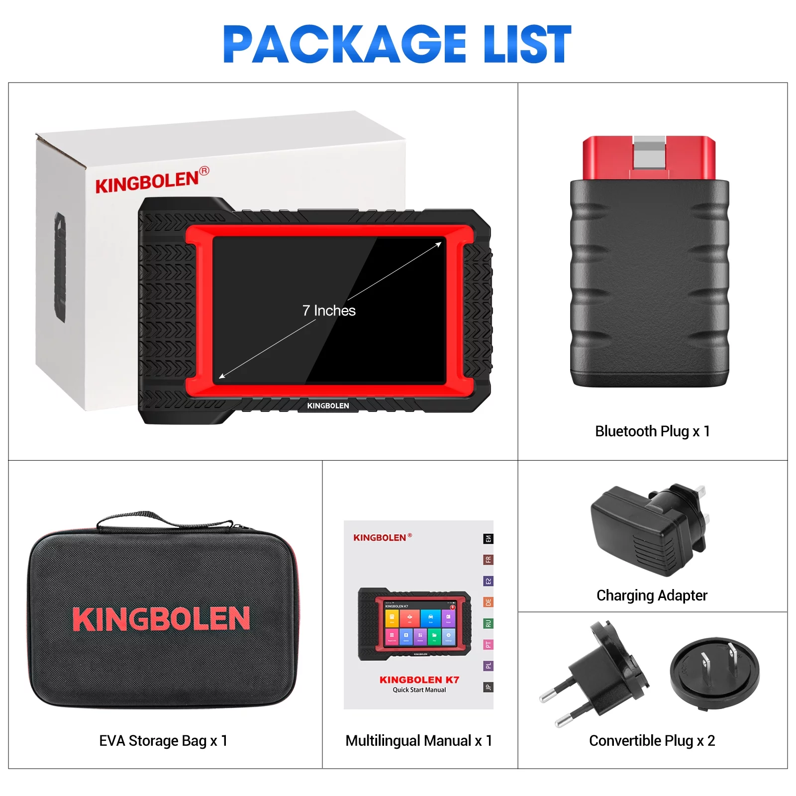 KINGBOLEN K7 Car Scan Tool, OE-Level Full System Automotive Bidirectional Diagnostic Scanner, 28+ Services, ECU Coding, 3 Years Free Update