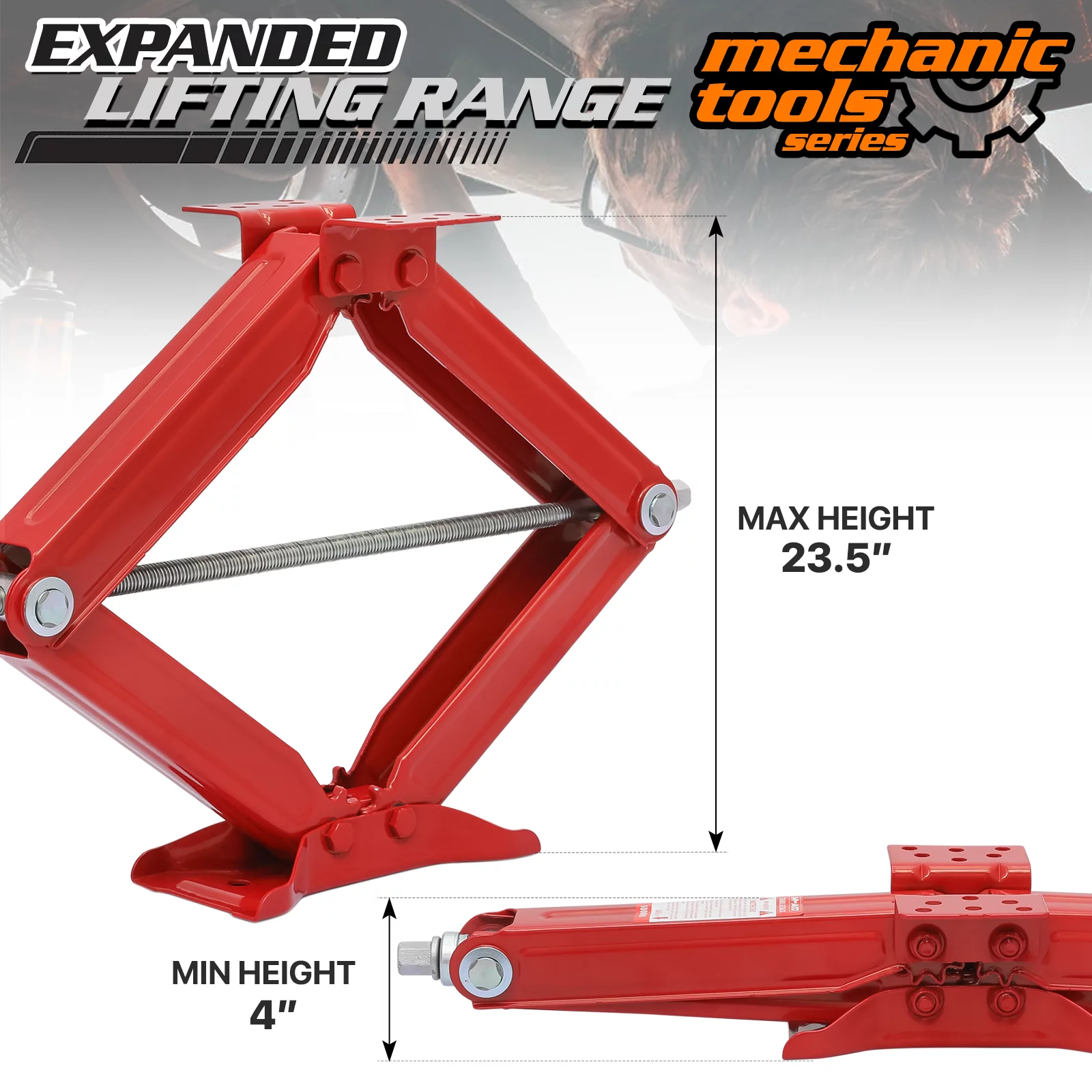 M-AUTO Set of 4 Scissor Jack, 2.5 Ton 5000lbs Heavy Duty Car Jack Tire Repair Tools Kit, RV Trailer Stabilizer Leveling Scissor Jacks with Handle, Red