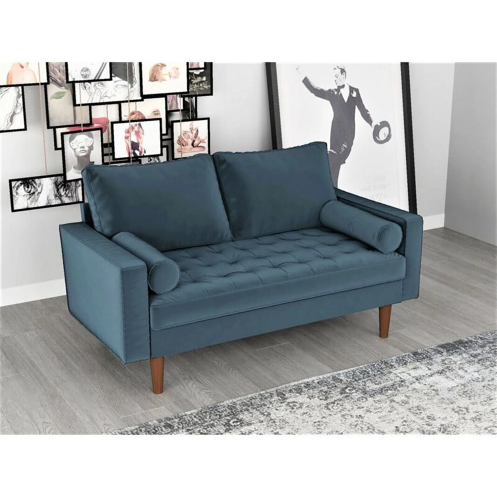 US Pride Furniture Mac Loveseat Prussian blue