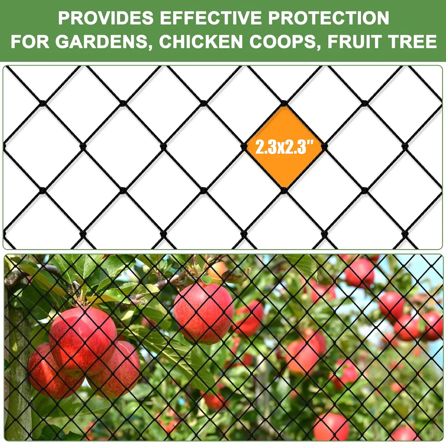 Bird Netting,Hengu 25x50FT Heavy Duty Anti Bird Net with 2.4