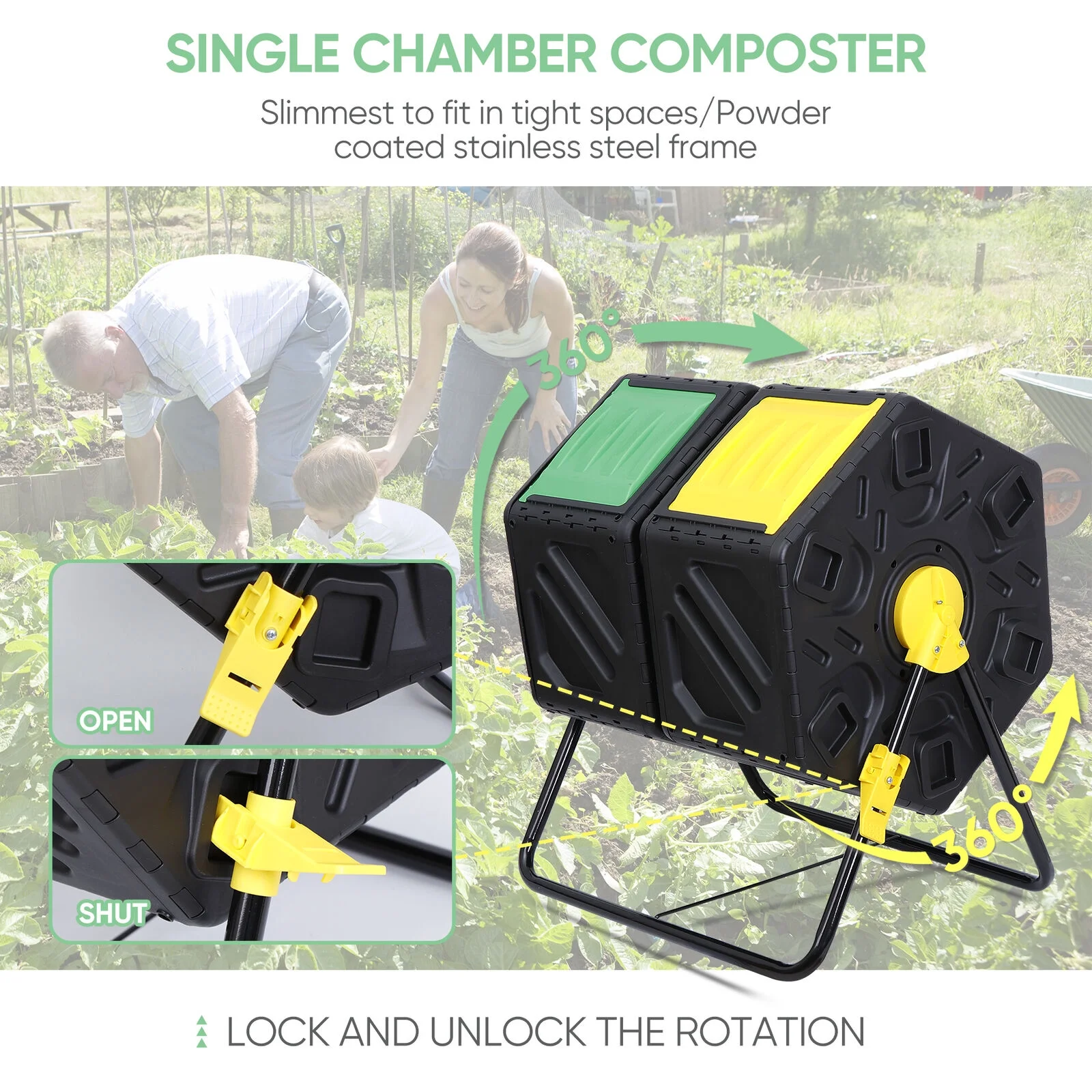 Compost Bin 18.5/37/43 Gallon Composting Tumbler BPA Free Rotating Outdoo Garden