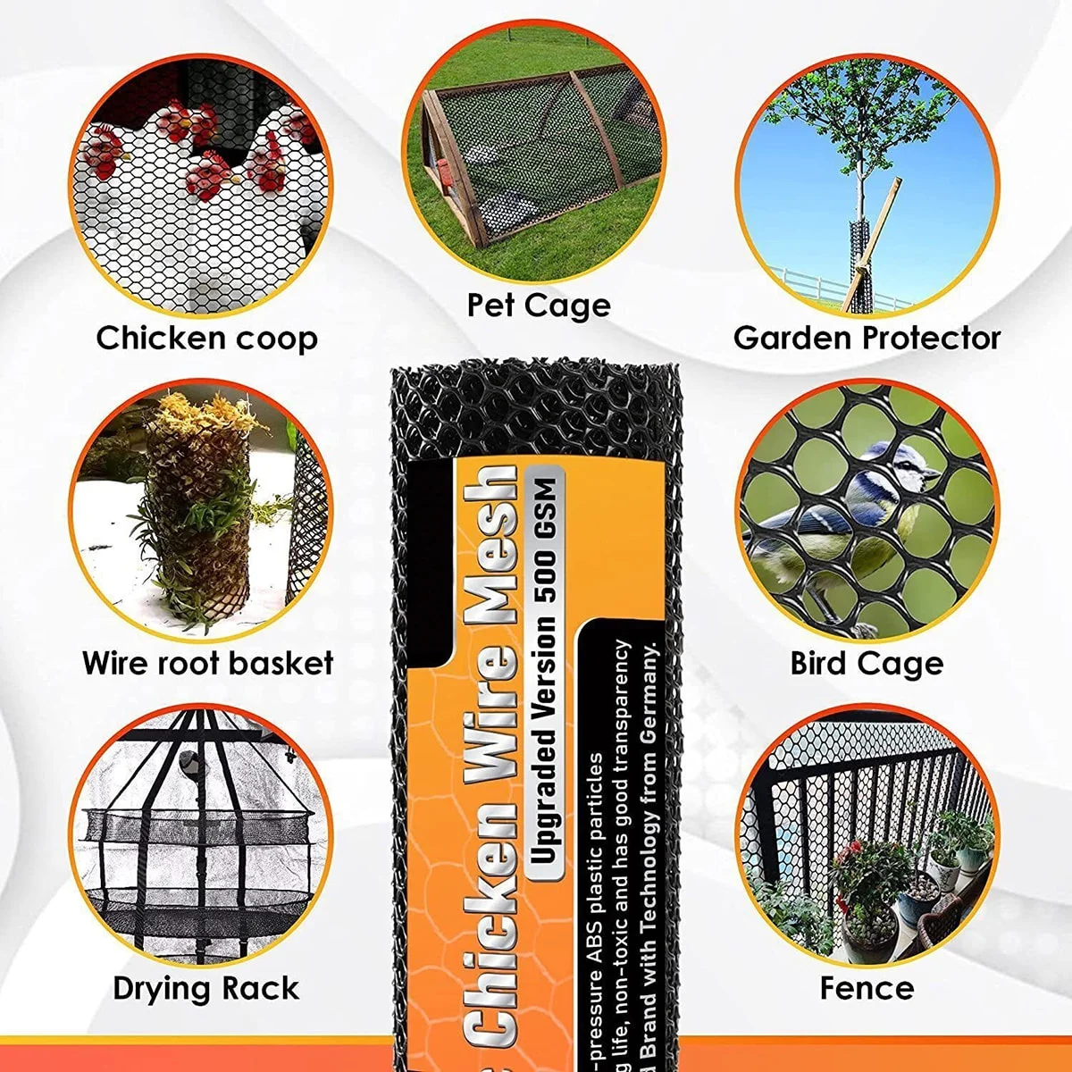WSYW 10ft Chicken Wire Mesh Plastic Poultry Net Fencing Plant Garden Barrier for Poultry Dogs Rabbit Gardening Green