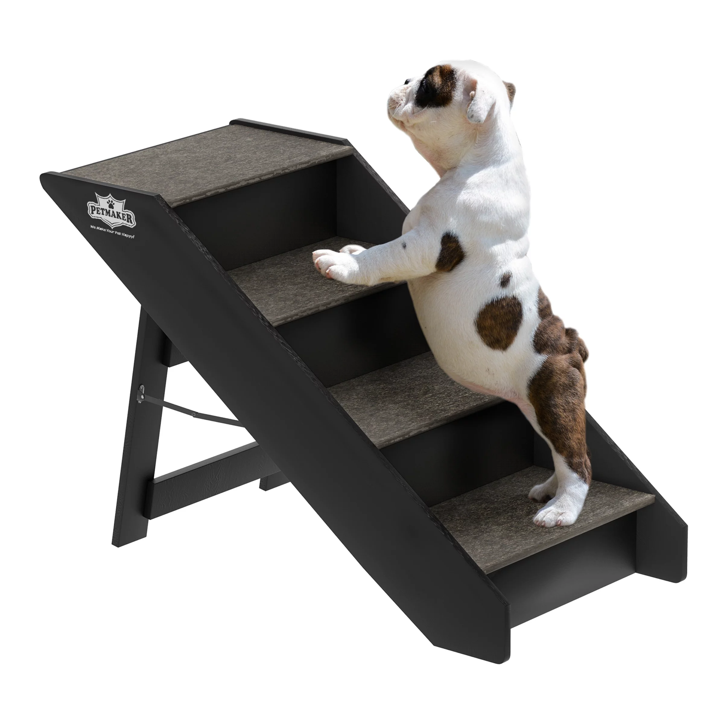 Pet Stairs – Safe and Durable Indoor or Outdoor Ramp with 4 Step Design – Cat or Dog Steps for Home and Vehicle by PETMAKER (Brown)