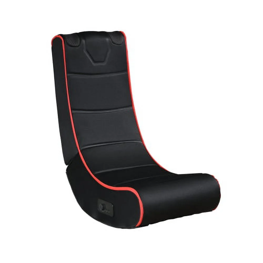 Shinpt Foldable Gaming Chair with 2Pcs of onboard Speakers, Video Gaming Floor Chair with Wireless Bluetooth, Bonded Faux Leather and Padded Backrest for Kids and Teens, Black and Red