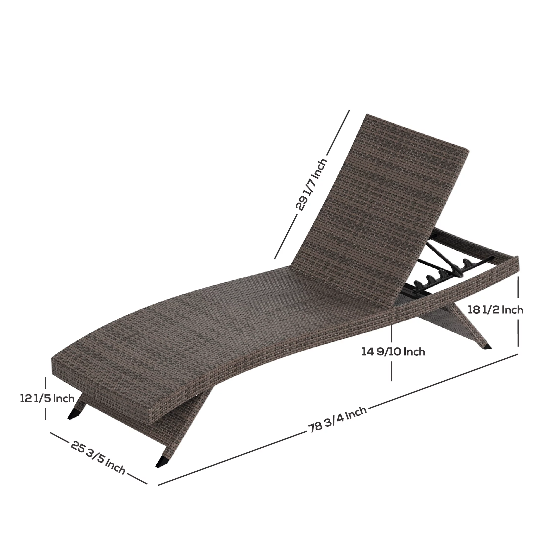 WestinTrends Somerset Wicker Outdoor Lounge Chairs Set of 2, All Weather PE Rattan Brown Double Chaise Lounge with Cushion, Curved Seat, 5 Position Recliner, Navy Blue