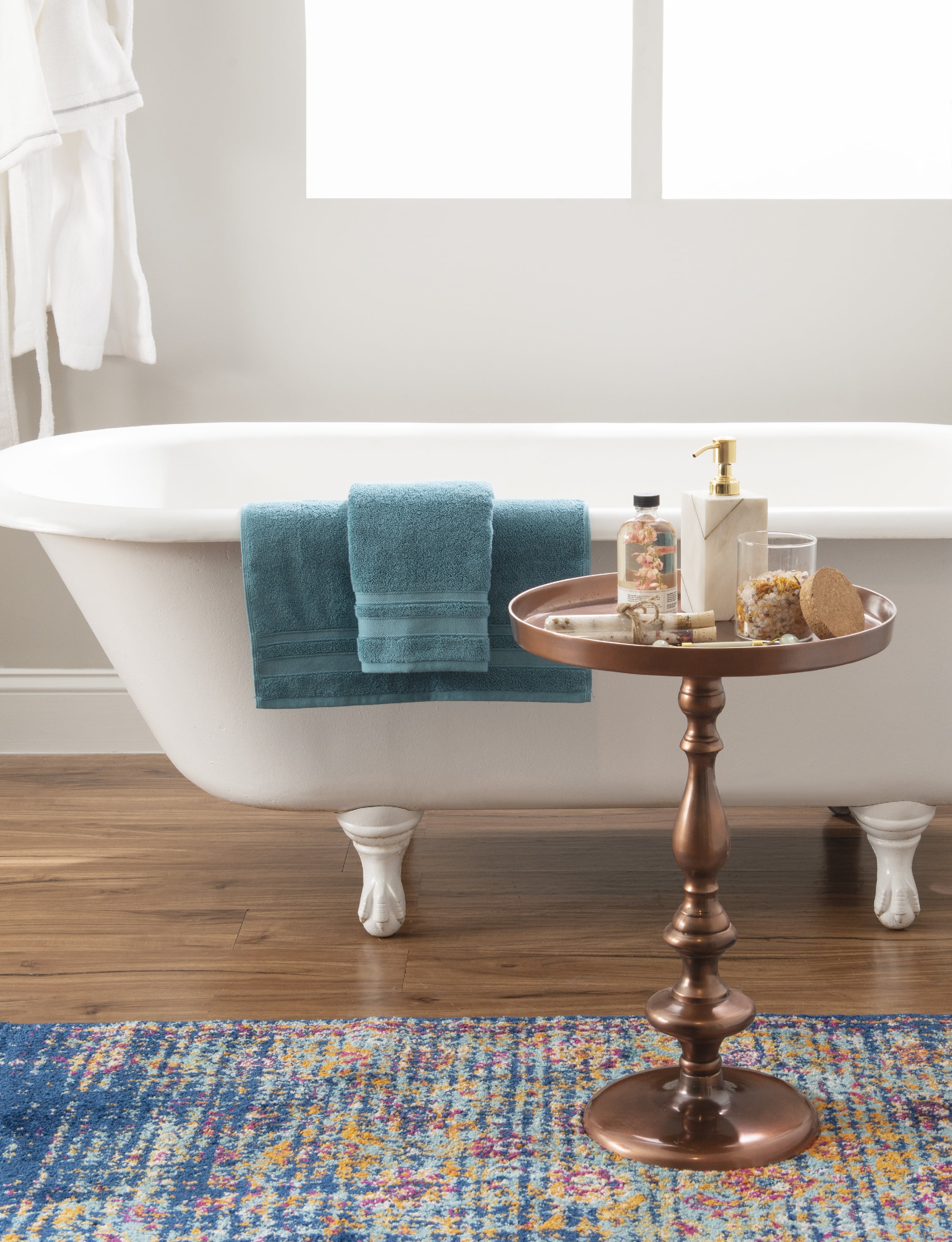 Wiggins Round Metal Pedestal Accent Side Table, Antique Copper