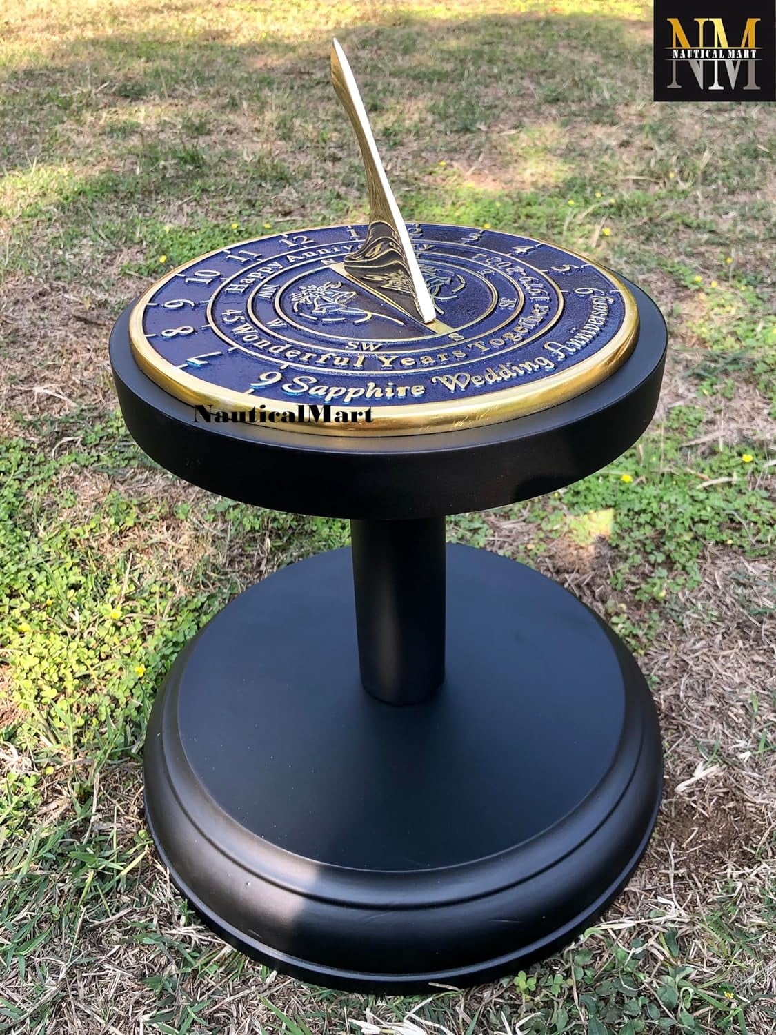 NauticalMart 45th Sapphire Anniversary Unique Marriage Present for Parents, Grandparents, Friends, Husband or Wife, Couples, Him & Her Wedding Anniversary Sundial Gift 2024 (45th Anniversary)
