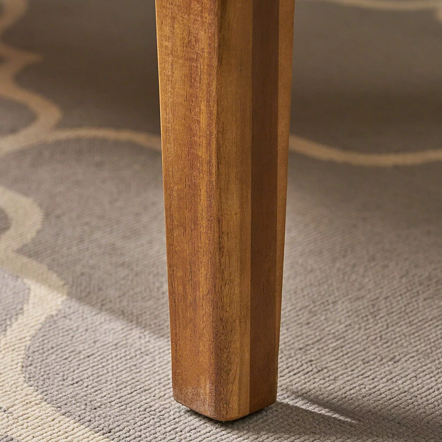 Grenada Sectional Sofa Set | 5-Piece 3-Seater | Includes Coffee Table and Ottoman | Acacia Wood Frame | Water-Resistant Cushions | Teak and Beige  Finish