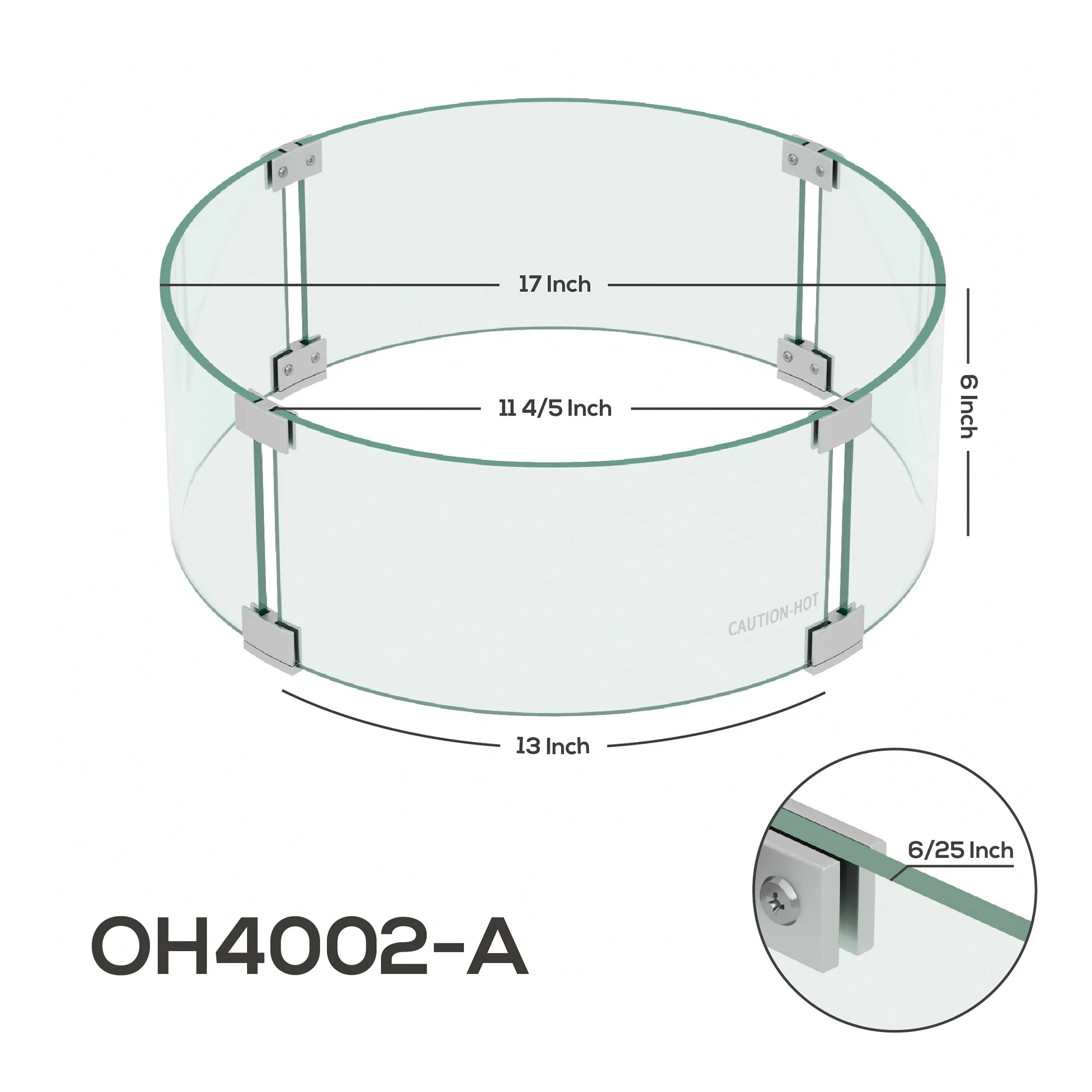 Polytrends Armore Round Tempered Glass Wind Guard For Outdoor Fire Pits 23
