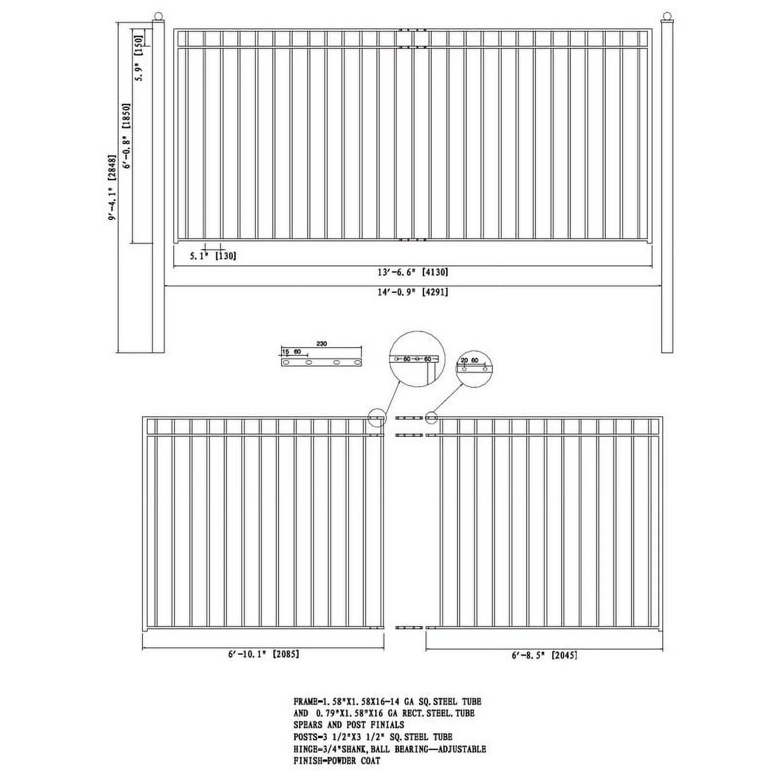 ALEKO Steel Single Swing Driveway Gate - MADRID Style - 14 x 6 ft